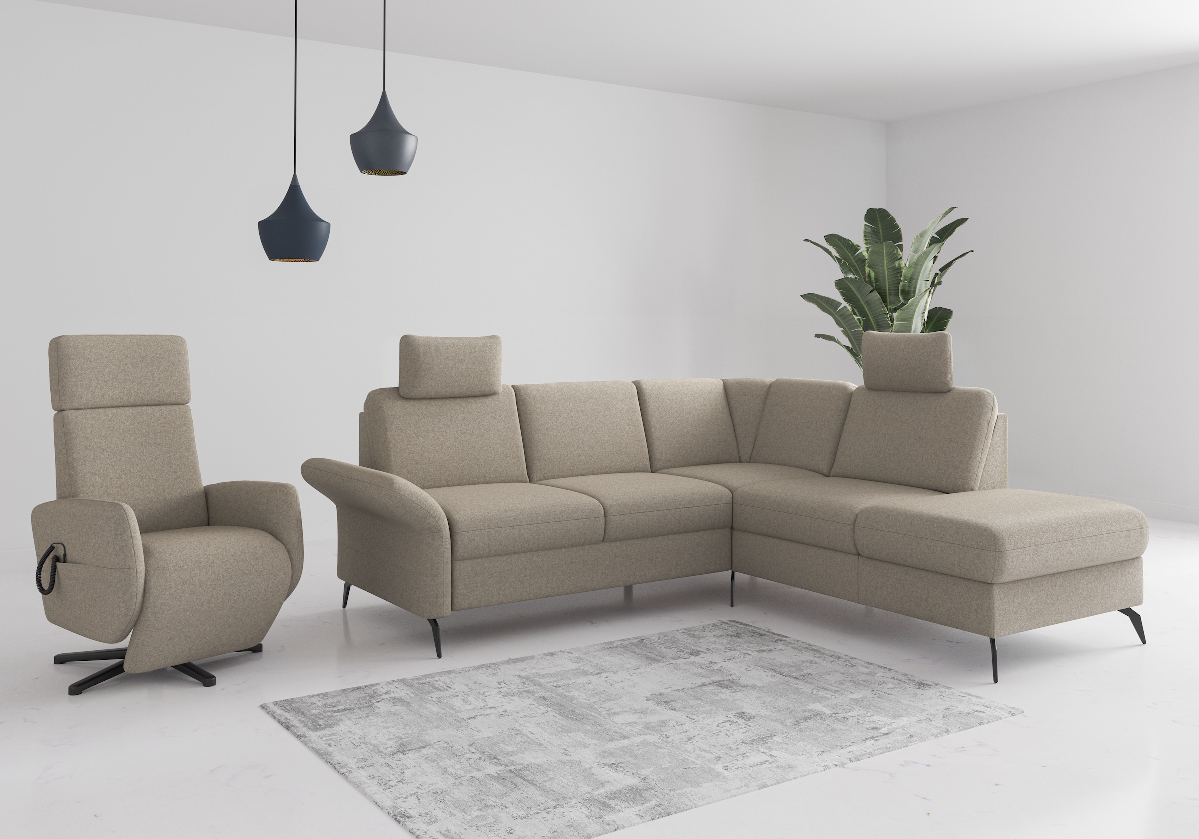 Home affaire Ecksofa »Rochelle«, wahlweise mit Bettfunktion, Bettkasten und Armteilverstellung