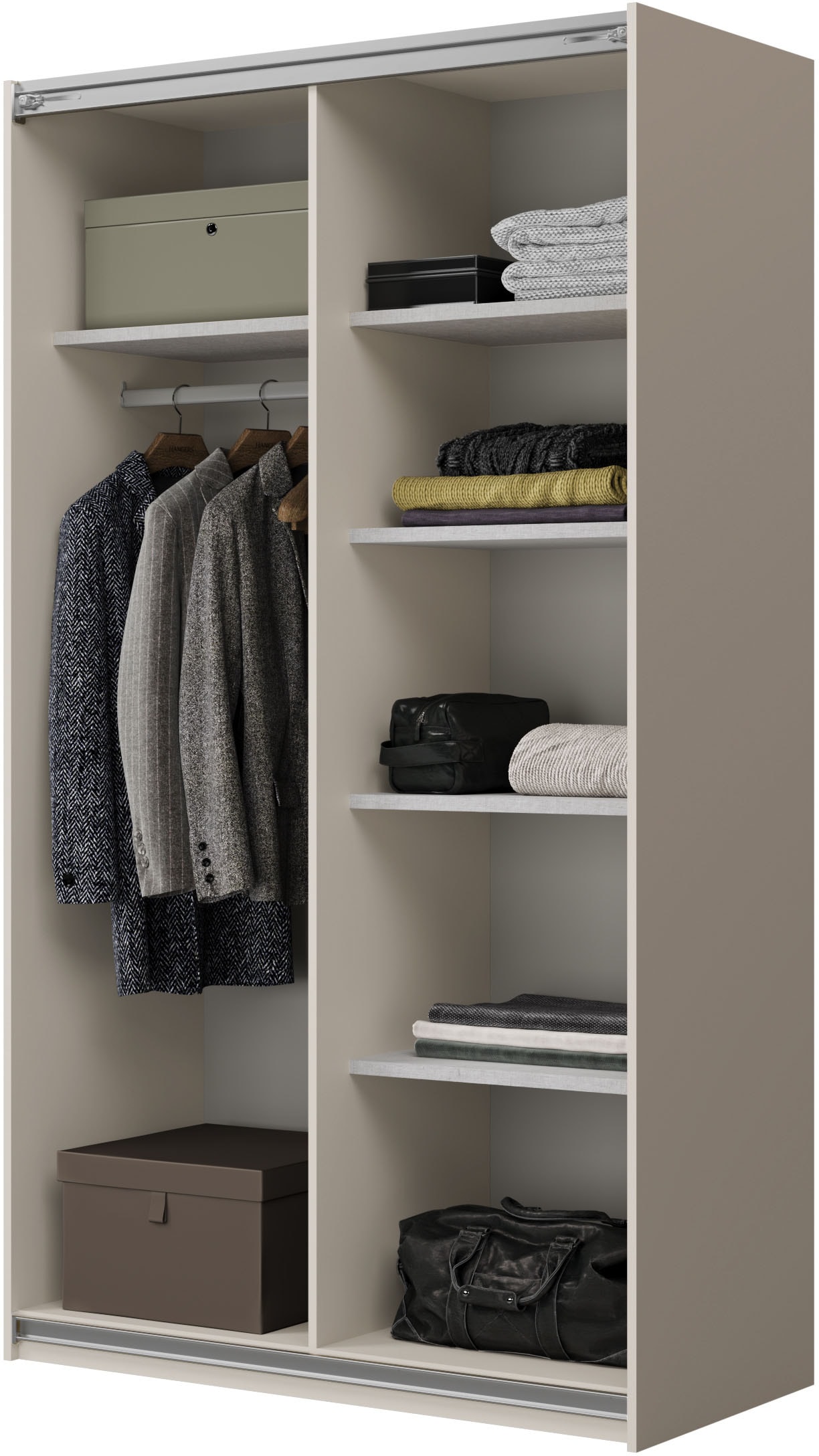 Home affaire Schiebetürenschrank »Cube Garderobenschrank incl.kompletter Innenausstattung«, Moderner Kleiderschrank, Schiebetürenschrank, Garderobe