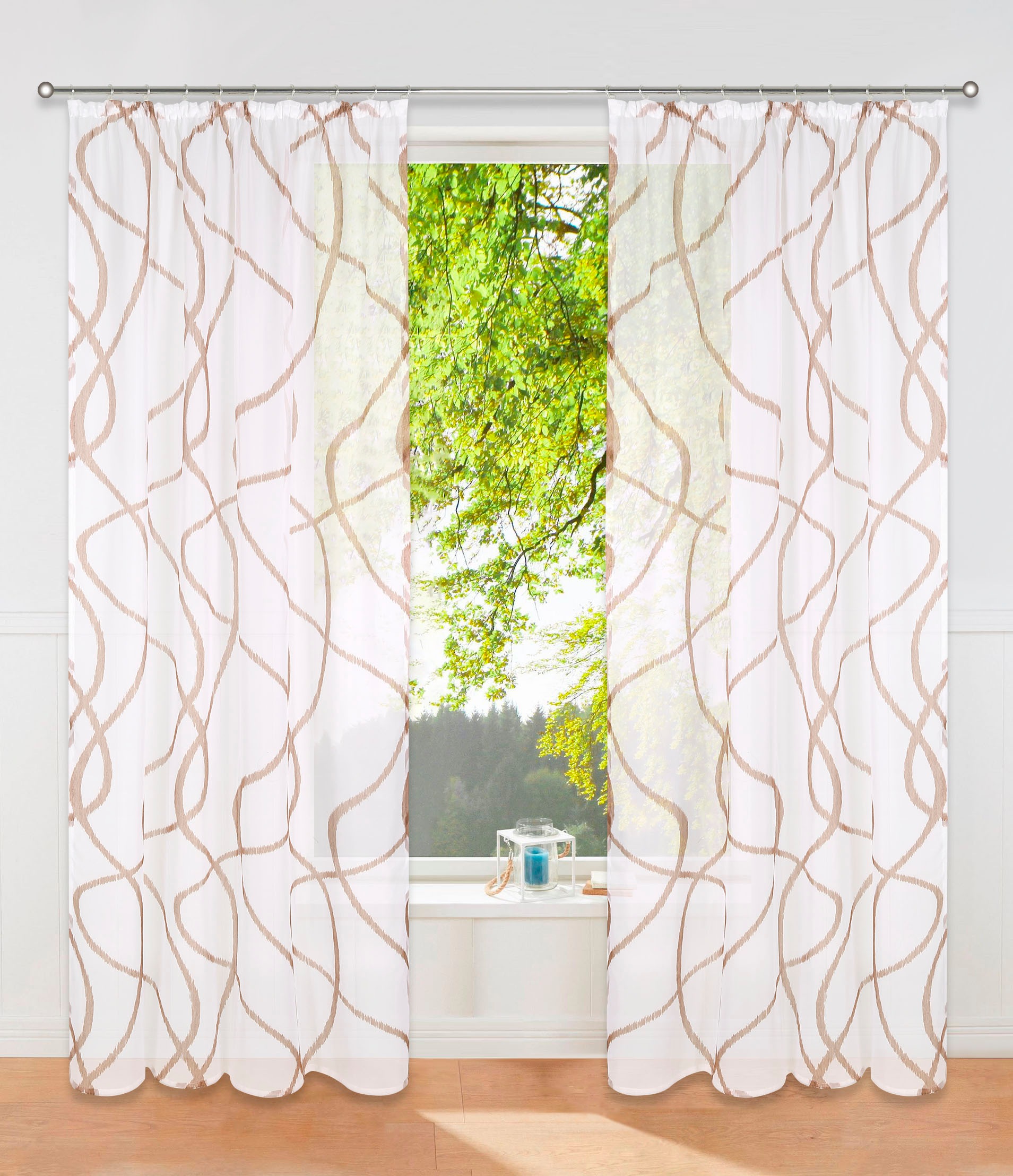 Image of GOODproduct Gardine "Bene" Kräuselband 1 Stk. tlg. Transparent, gemustert, glatt, verschiedene Grössen