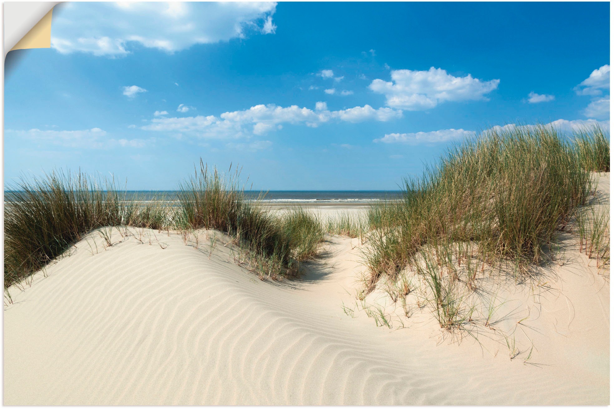 Image of Artland Wandbild »Düne mit Meeresblick«, Strand, (1 St.), in vielen Grössen & Produktarten - Alubild / Outdoorbild für den Aussenbereich, Leinwandbild, Poster, Wandaufkleber / Wandtattoo auch für Badezimmer geeignet bei Ackermann Versand Schweiz