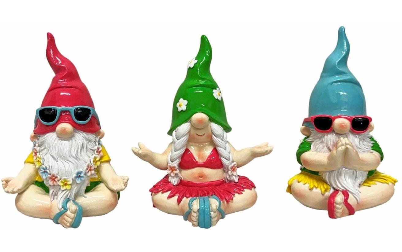 Image of Gartenzwerg "Dameco sitzend in Yoga Pose 3-er Set, 12 x 14 x 17 cm"