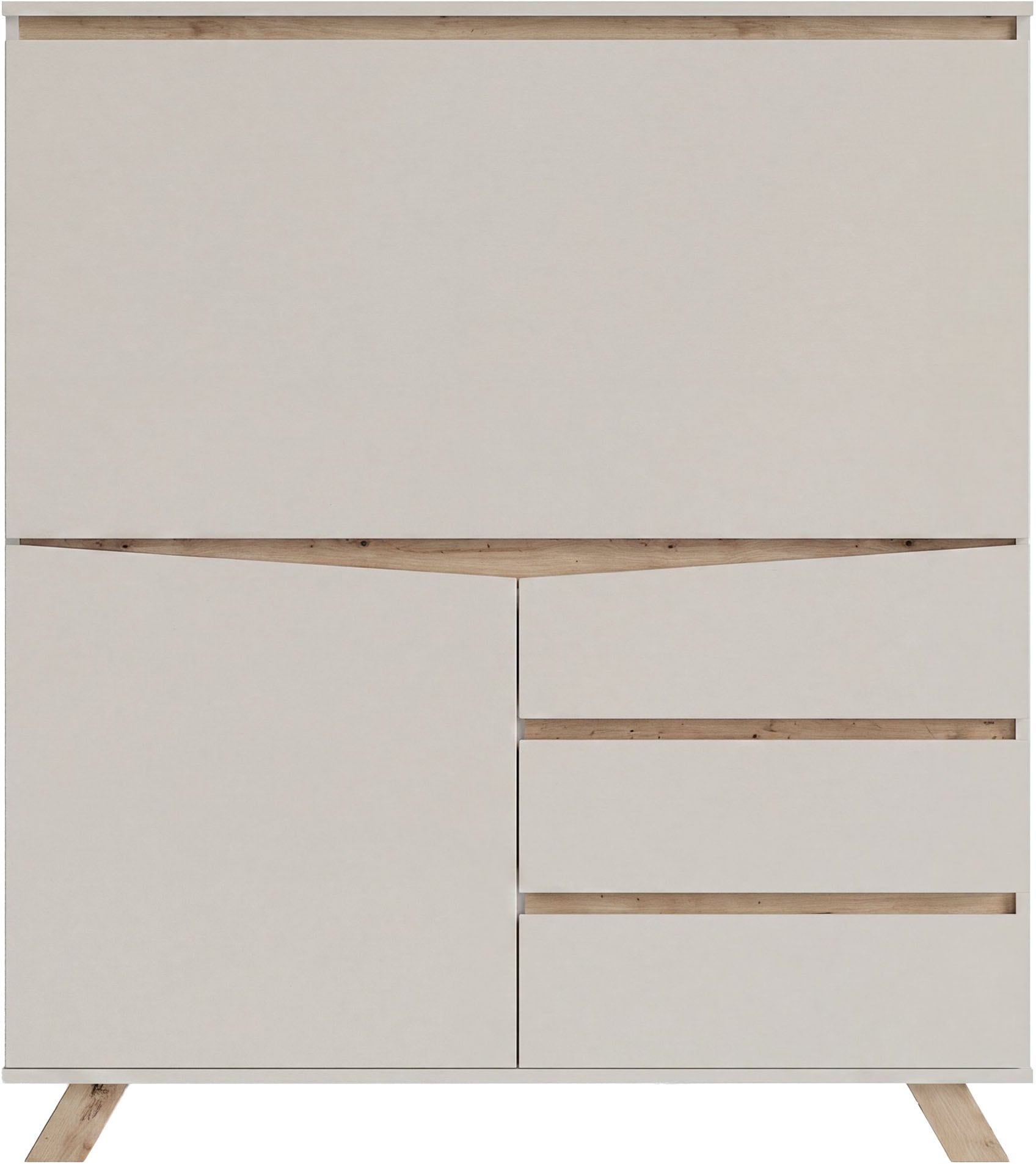 GOODproduct Secrétaire »Vaux« 1 cuis tlg. Cachemire / chêne Artisan (aspect chêne), porte pliante, espace de rangement, L : 120 cm