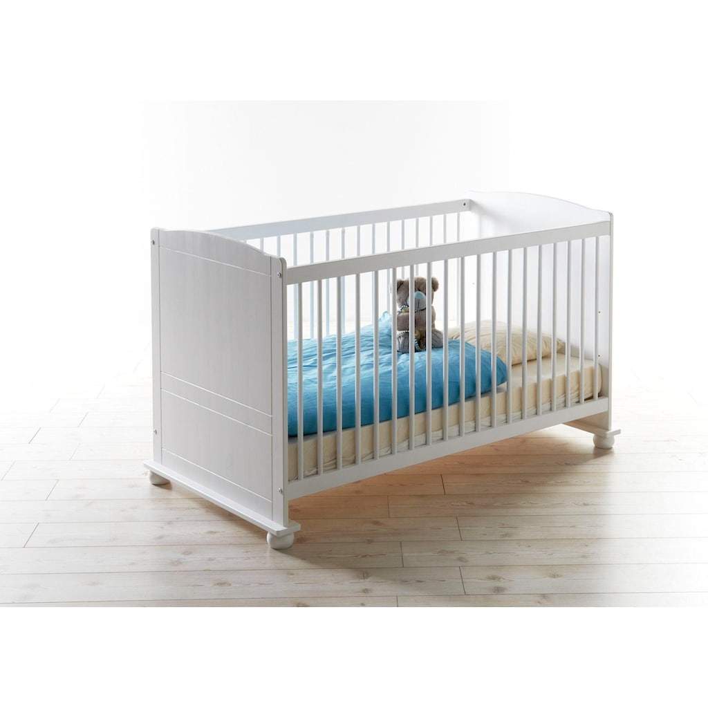 Ticaa Babyzimmer-Komplettset »Adam«, (Set, 5 St., Bett + Wickelkommode + Schrank + Unterstellregal + Standregal)