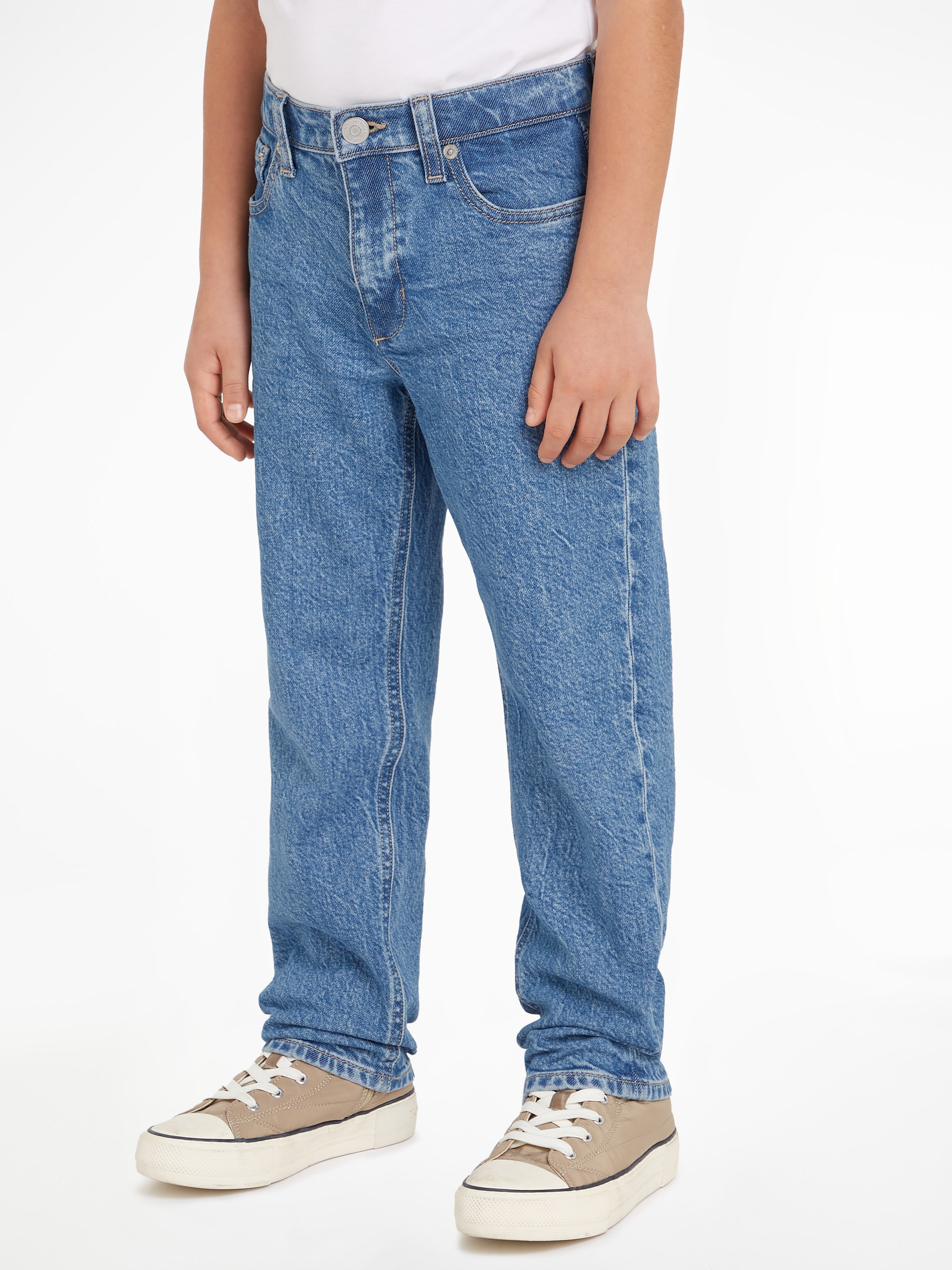 Straight-Jeans »SKATER MID SALT&PEPPER DENIM«, Kinder bis 16 Jahre mit gestickter...