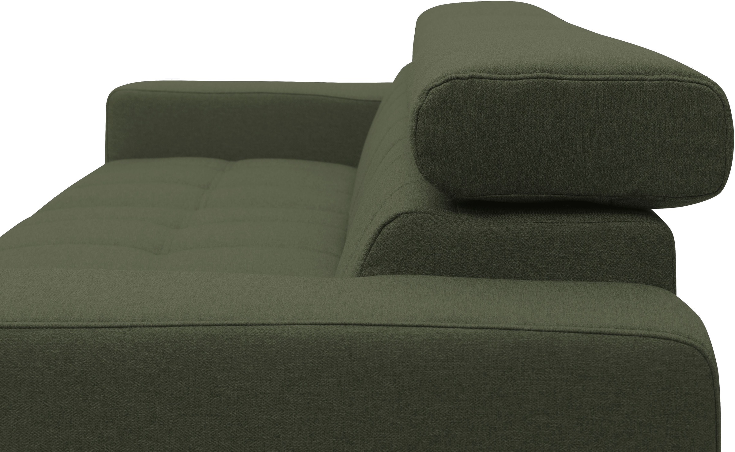 DOMO collection Ecksofa »Trento L-Form, mit Kufenfuss oder Einzelfuss«, wahlweise mit Kopfteilverstellung, Recamiere links/rechts bestellbar