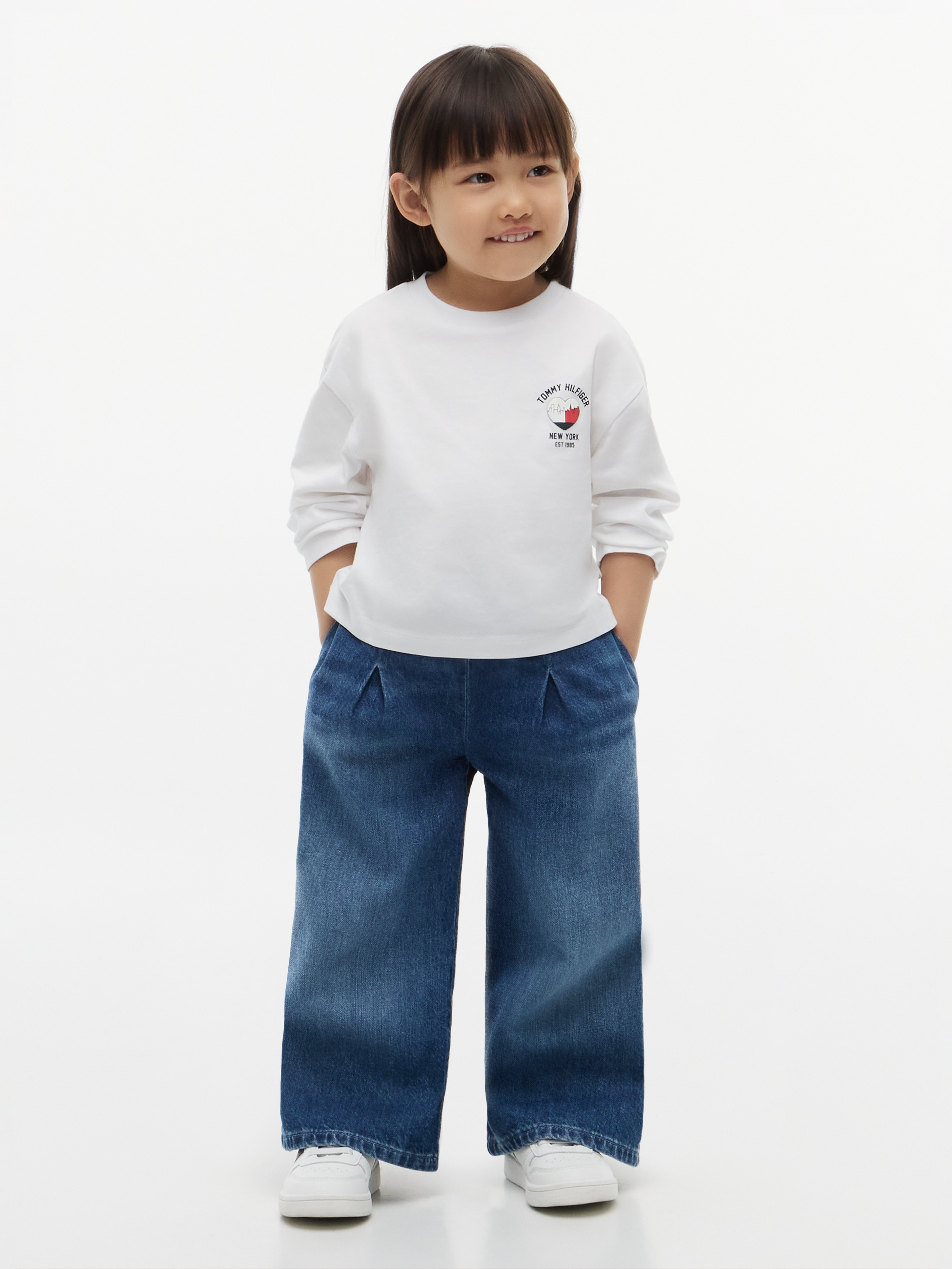Tommy Hilfiger Langarmshirt Rundhalsausschnitt, reine Baumwolle, für Baby & Kinder