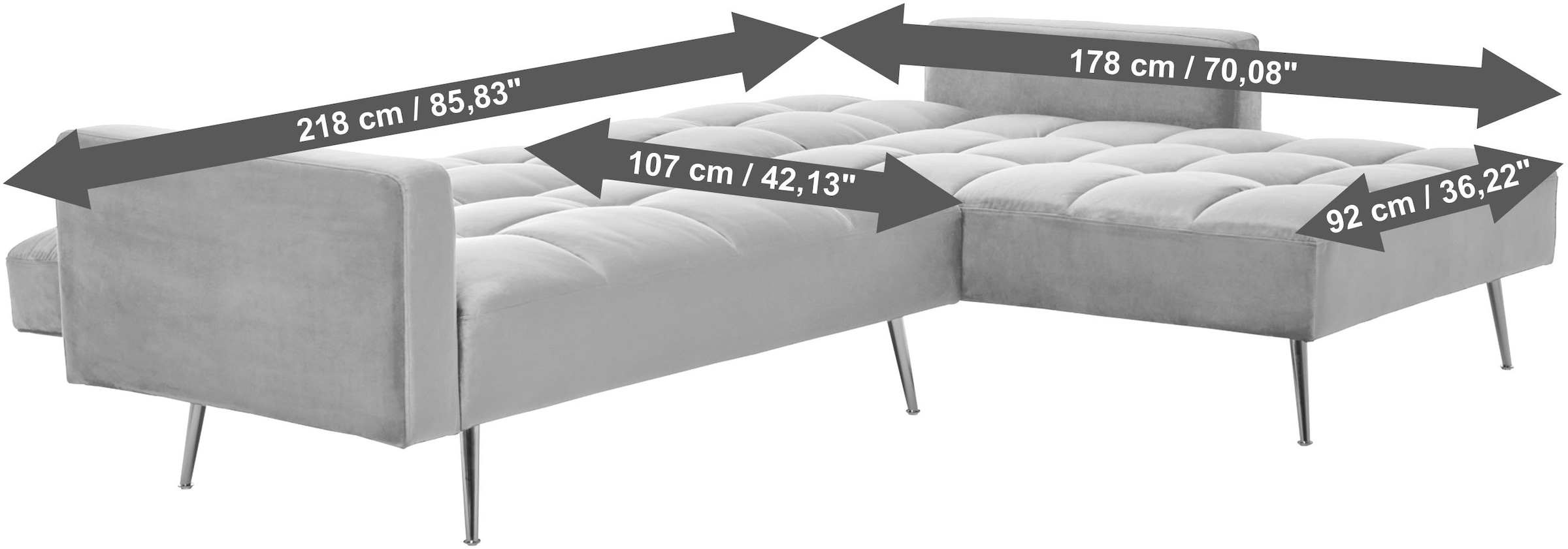 Jahnke Canapé d'angle »CHILLAX POSH CORNER« avec fonction couchage, montage réversible, 244 x 150 cm