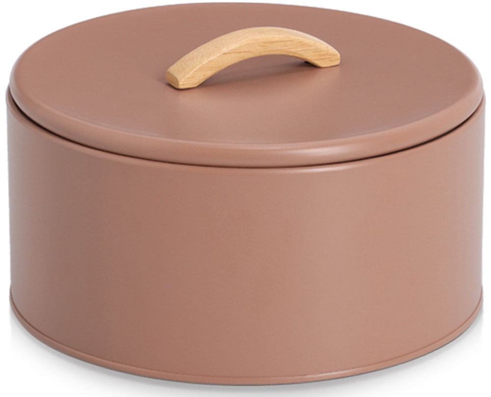 Image of Zeller Present Aufbewahrungsbox "2400 ml, Metall/Gummibaum, mocca" Trendfarbe, Holzgriff, Aromaschutz