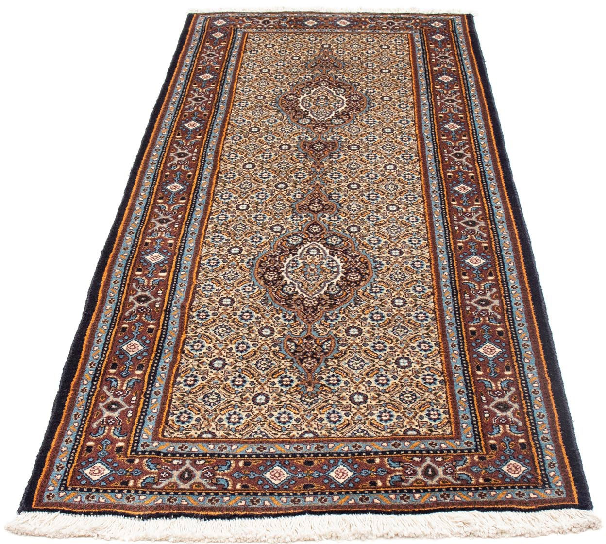 Image of morgenland Hochflor-Läufer »Moud Medaillon Beige 202 x 77 cm«, rechteckig, 1 mm Höhe, Handgeknüpft bei Ackermann Versand Schweiz