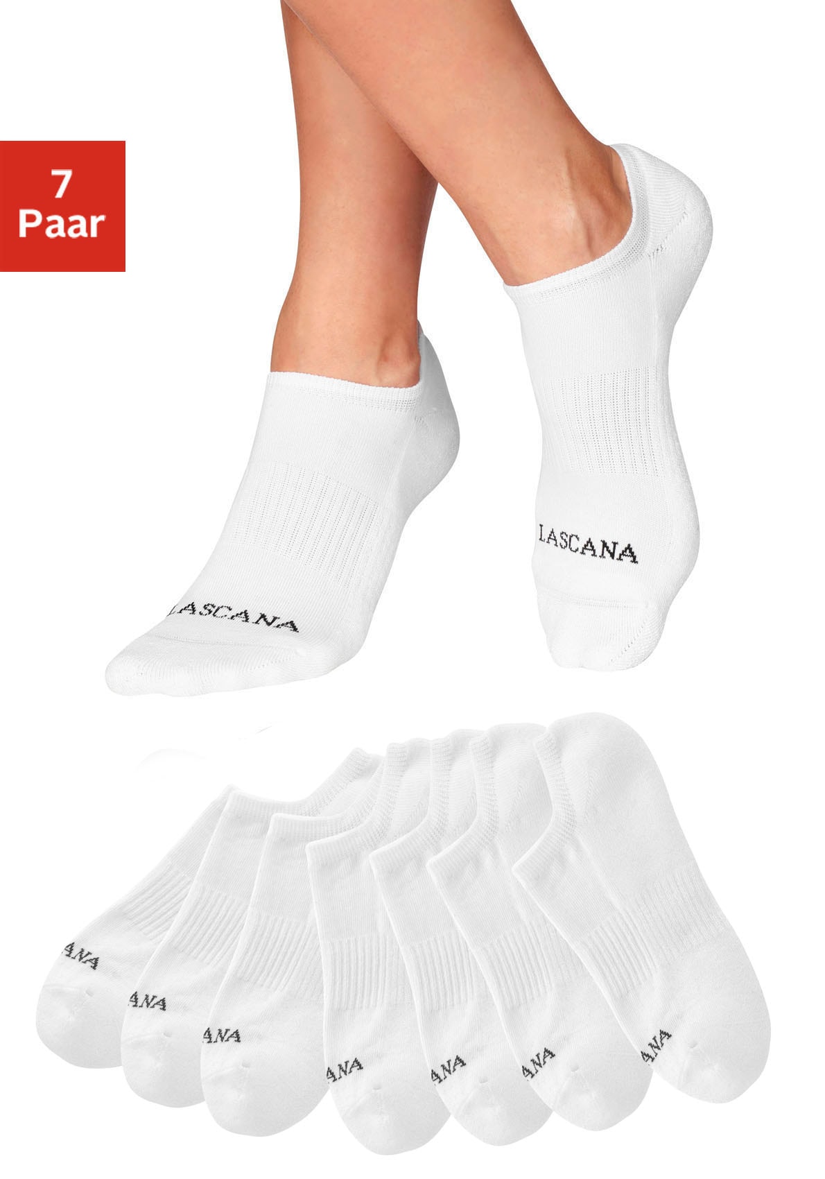 LASCANA ACTIVE Sneakersocken, (Set, 7 Paar), mit Fussfrottee