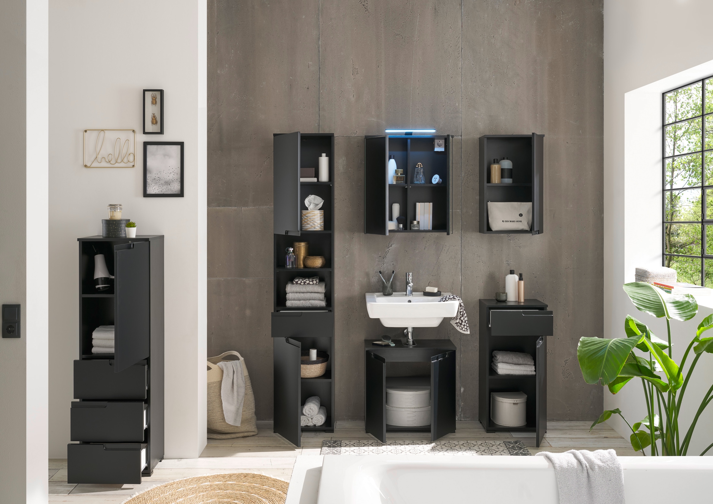 BASIC by Balculina Armoire haute »Spice, Badezimmerschrank BxTxH 40x191x32 cm« 1 cuis tlg. largeur 40 cm, poignées creuses