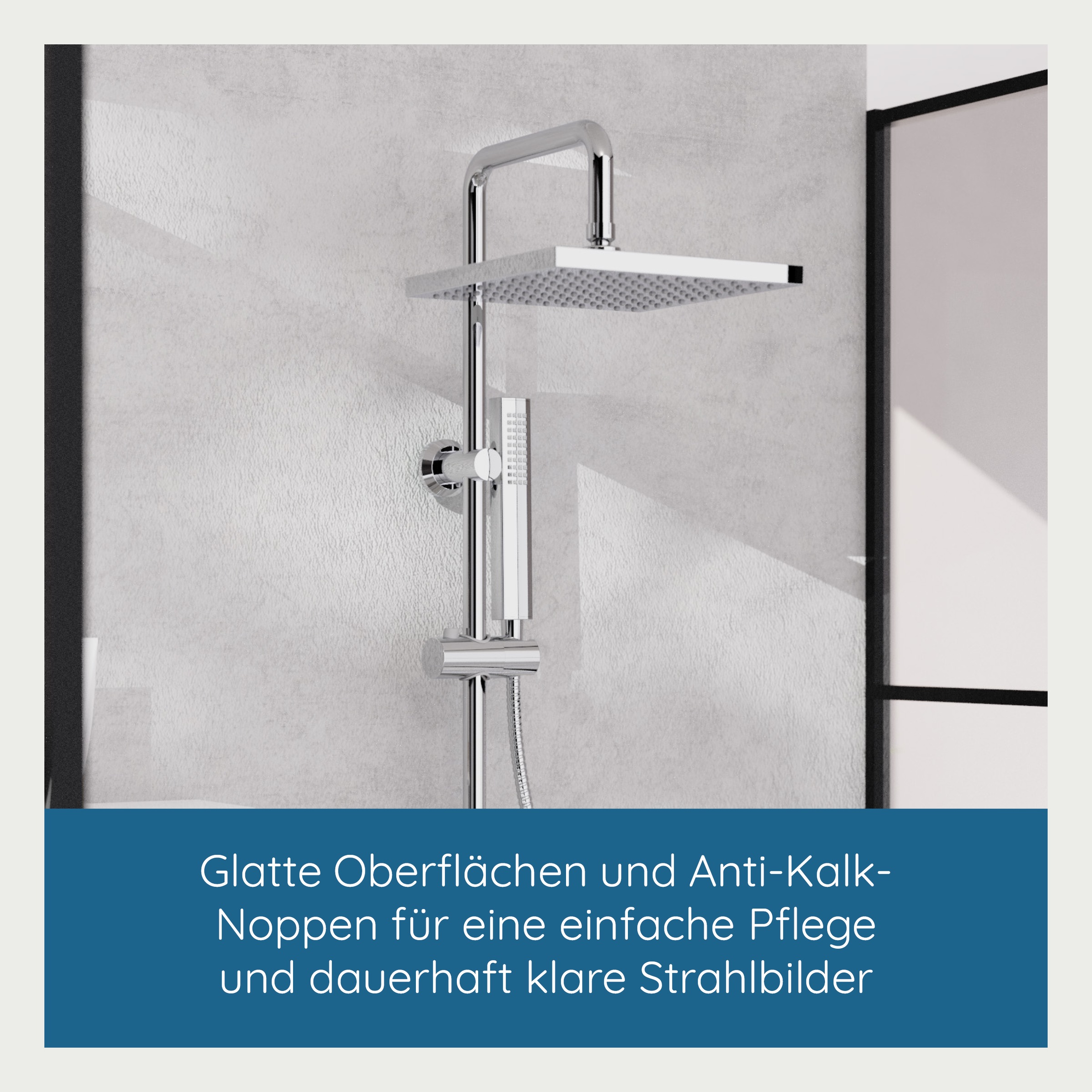 welltime Set de douche à barres »LINA« douche de tête avec porte-savon, longueur du côté 20 cm.