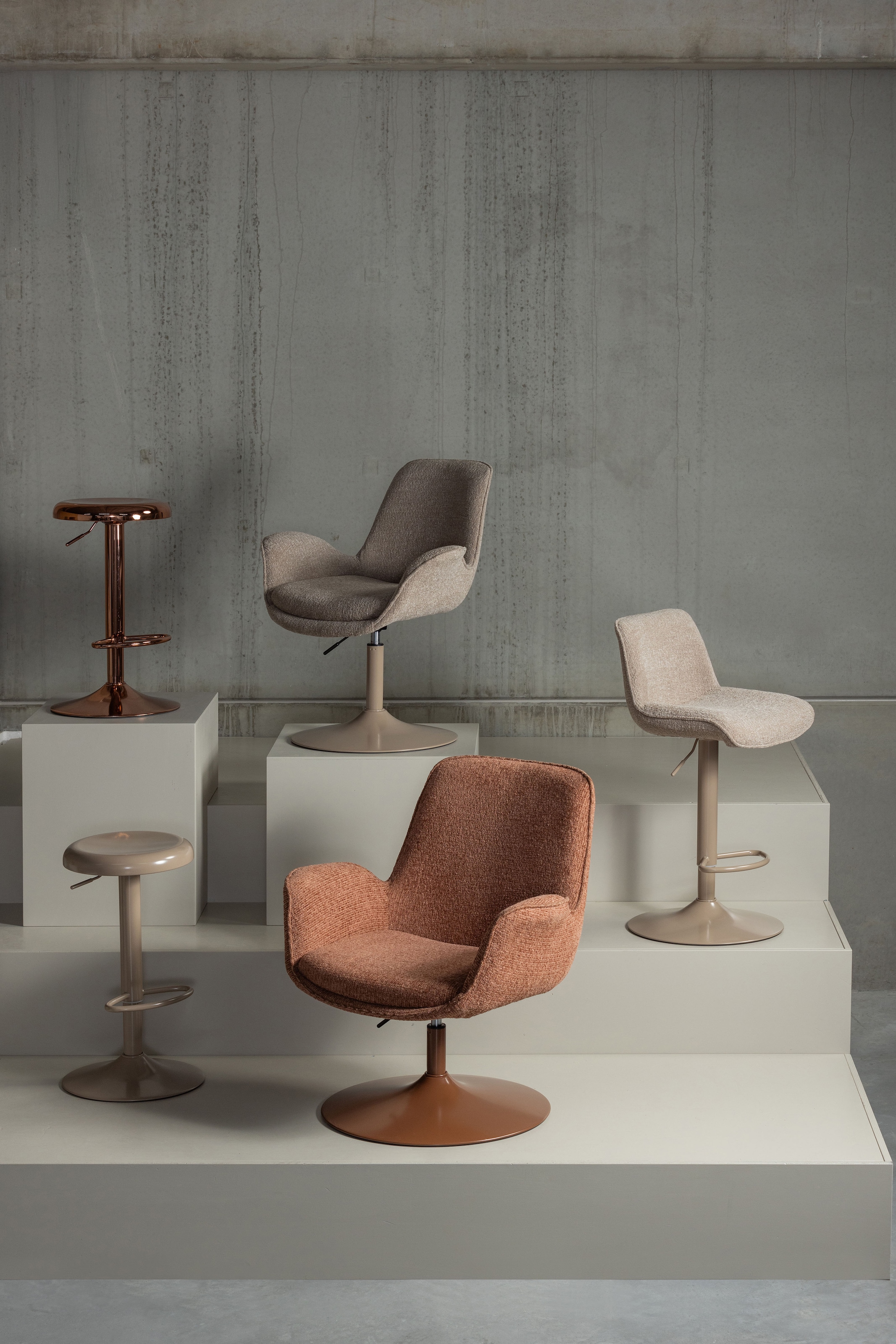 WOOOD Barhocker »Marten höhenverstellbar und drehbar mit Metallgestell 45 x 50 x 110 cm« Gewebter Bezug, Sehr hohe Verschleissfestigkeit, Tragkraft 120 kg