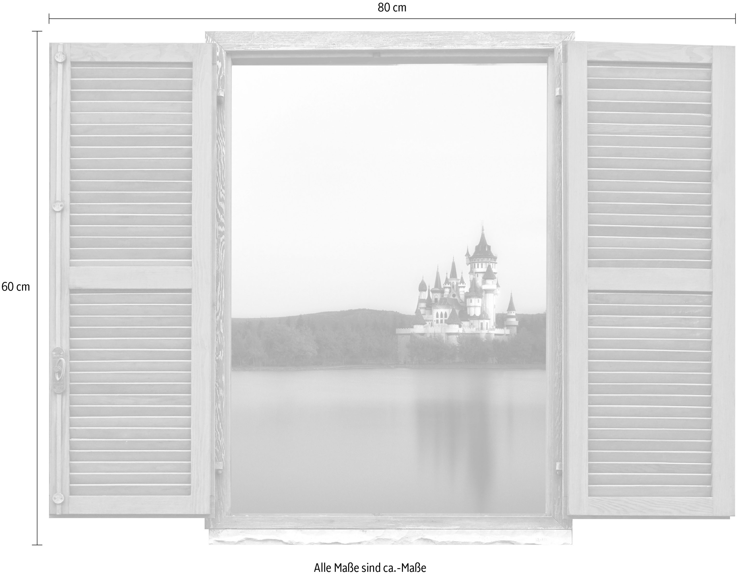 queence Wandtattoo »Schloss« Wandsticker, Wandbild, selbstklebend, 3D, Fenster