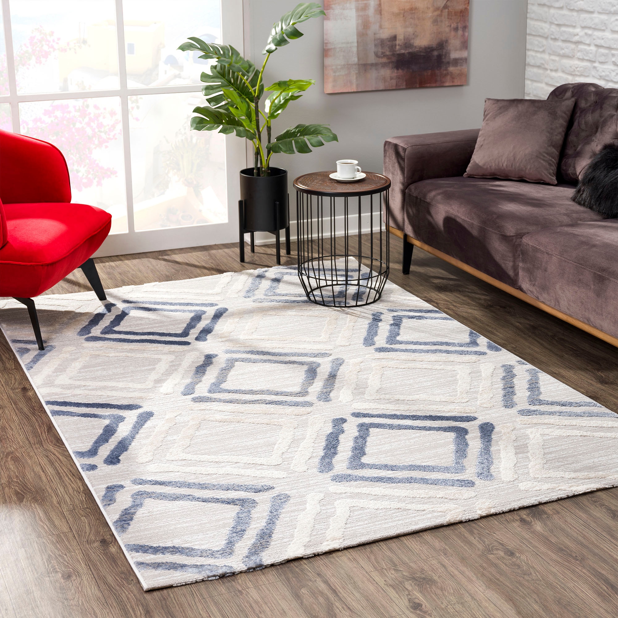 Sanat Teppich »Evra 7006« rechteckig 22 mm Höhe Wohnzimmer, Kurzflor, modern, Läufer