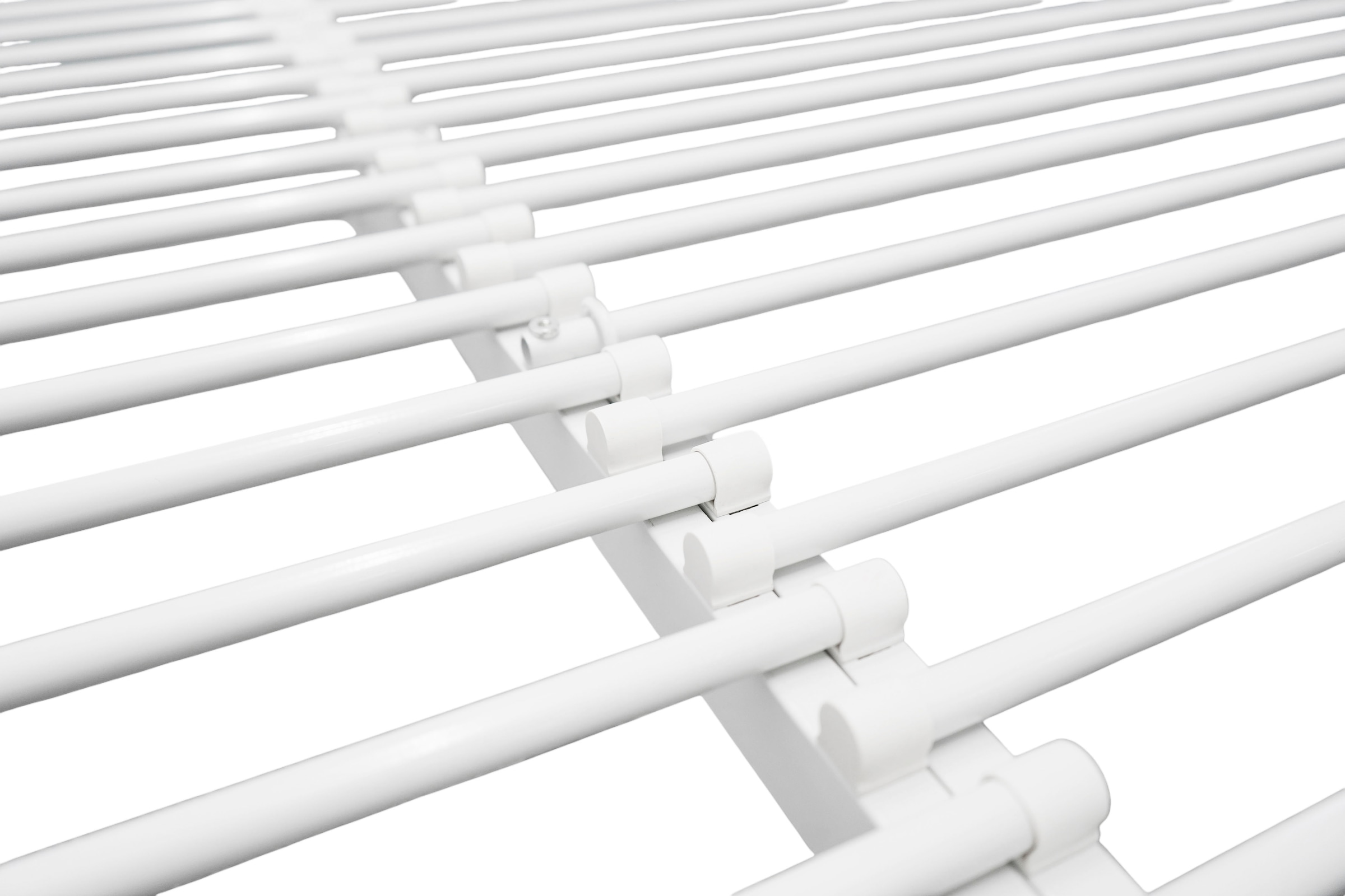 GOODproduct Lit en métal »Trento Bett Bettgestell Bestseller Doppelbett Ausziehbett« Bestseller Gästebett Sofabett Schlafzimmer,  Daybett mit Ausziefunktion im Landhausdesign weiss