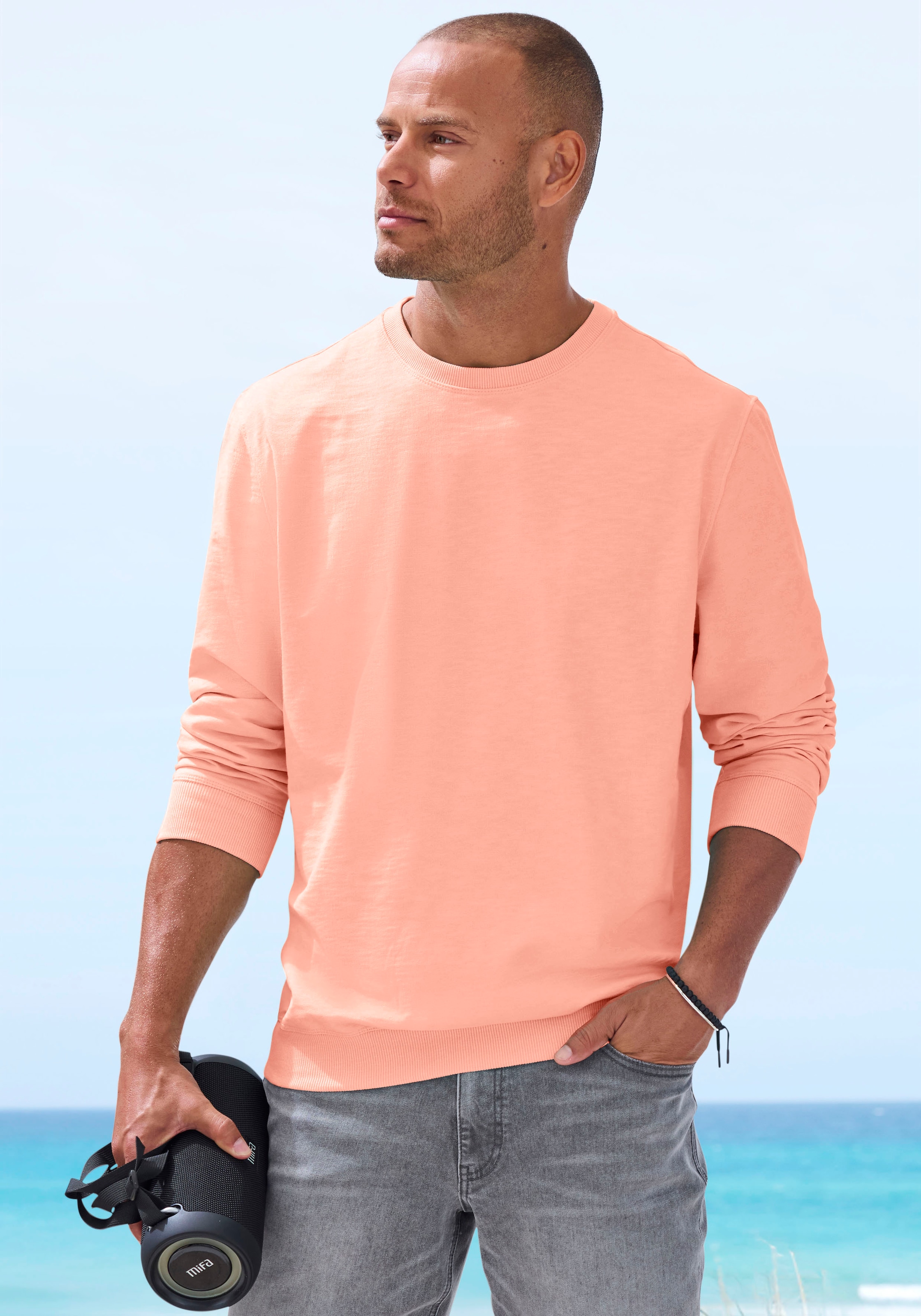 John Devin Langarmshirt in Struktur-Qualität und in modischen Farben