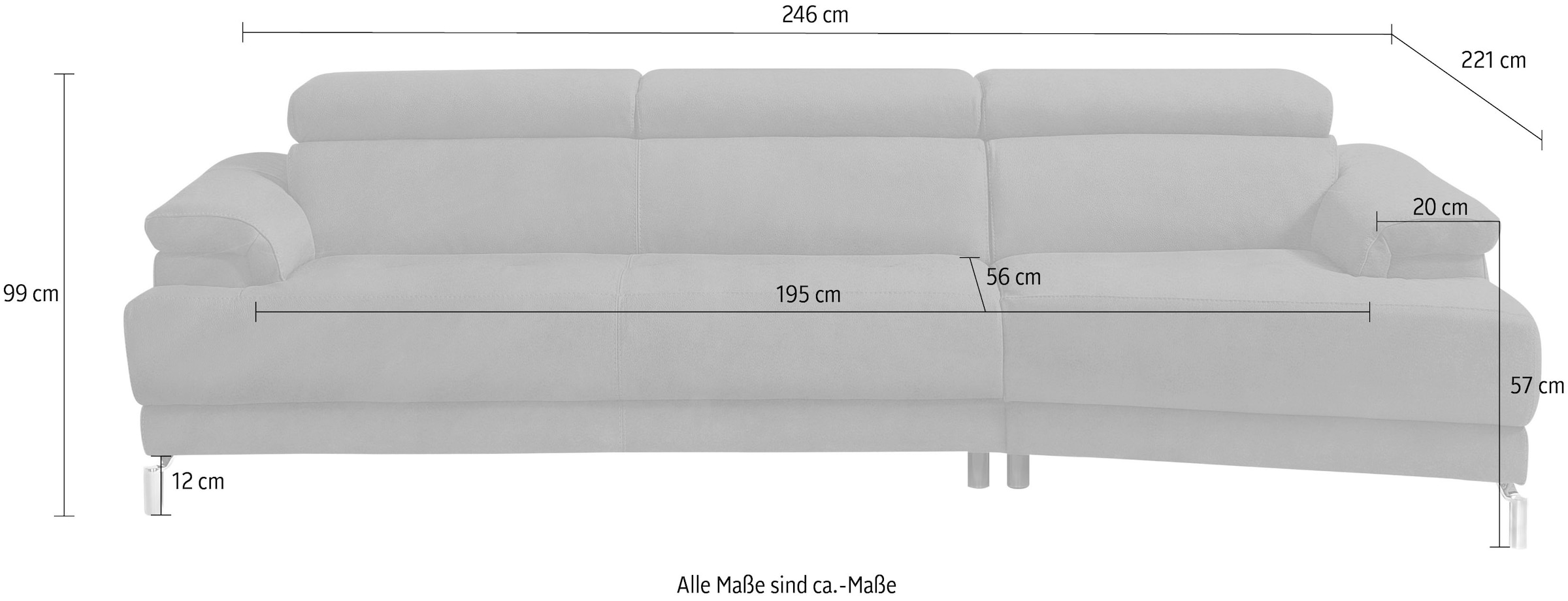 Egoitaliano Ecksofa »Soul, extravagantes Designsofa, Megasofa, super bequem, tolle Details«, mit Trapez-Abschlusselement, inkl verstellbarer Kopfteile