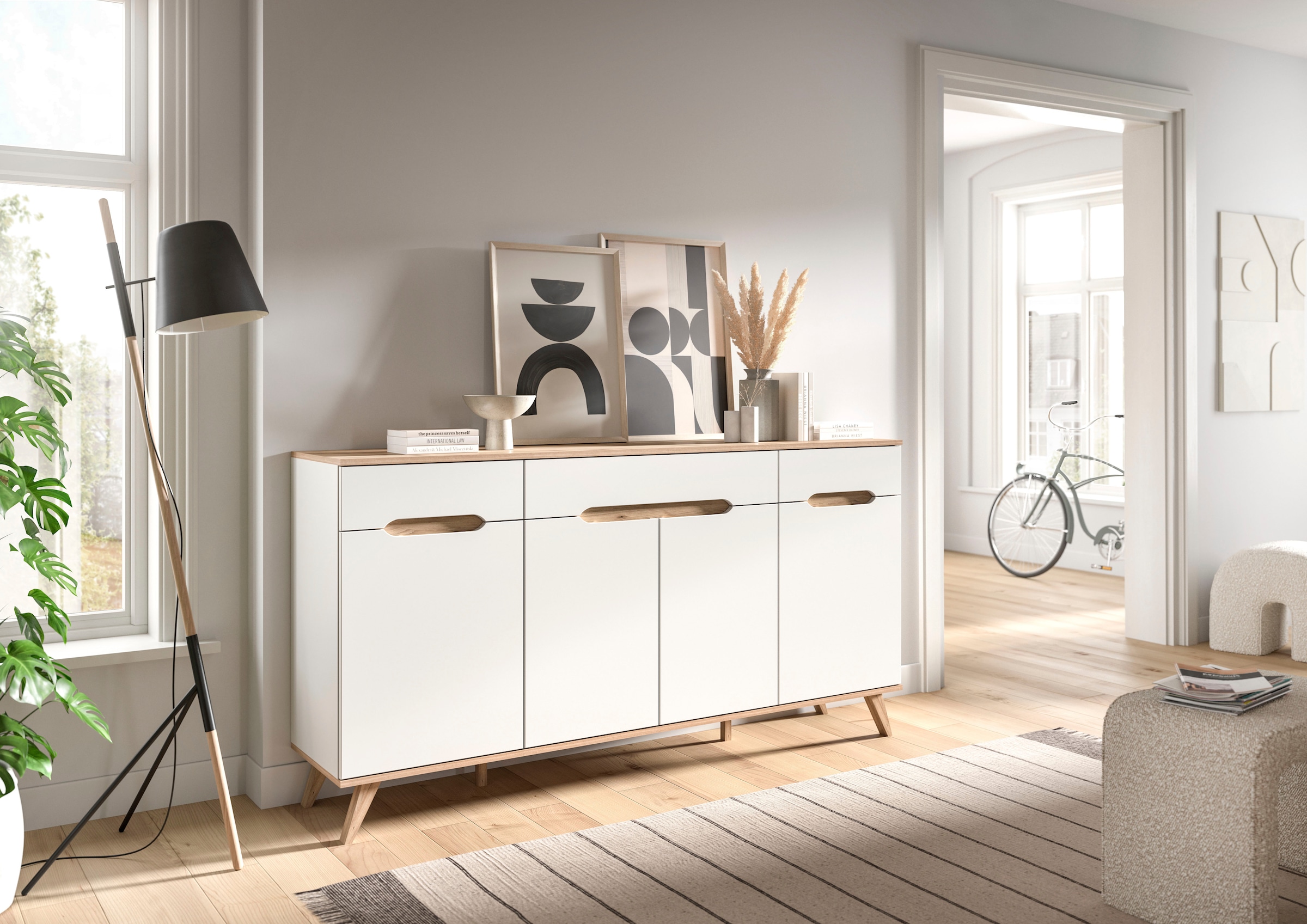 Sideboard »Alesund«, 6 Fächer, konischer Fuss, Kommode, Anrichte, Schrank