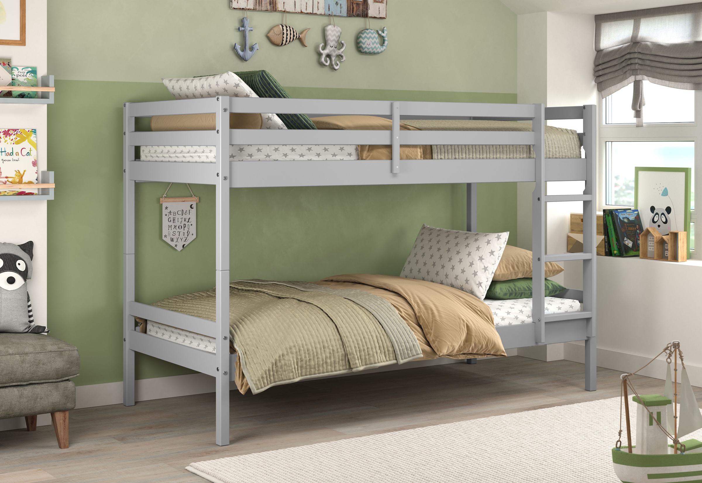 Lüttenhütt Lit superposé »Mora Bett Kinderbett Leiterbett Stockbett Holzbett Bestseller« 1 cuis tlg. Teilbares Etagenbett aus Massivholz - (B/T/H): 100/208/140 cm Hochbett