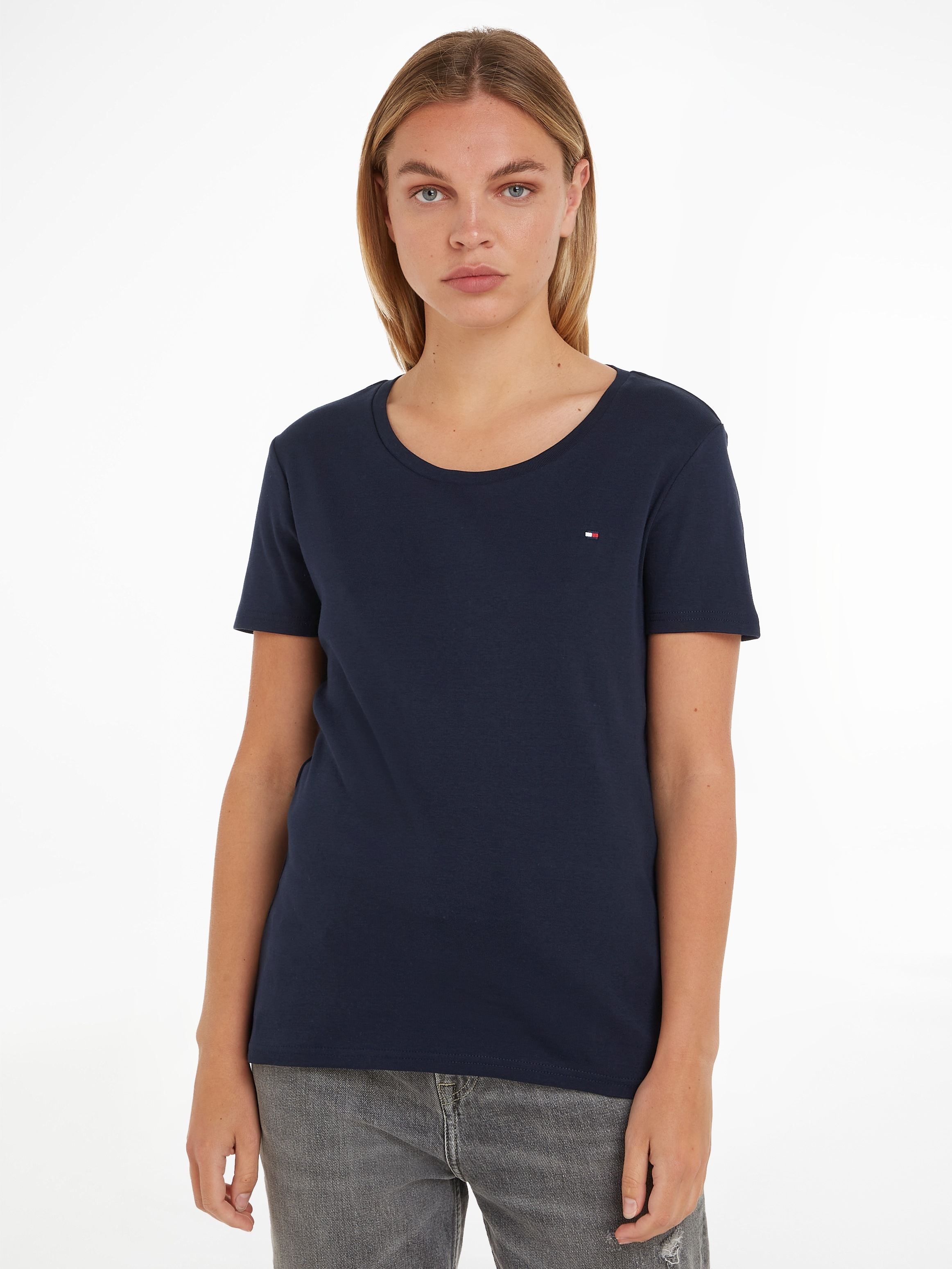 T-Shirt »SLIM CODY RIB C-NK SS«, mit dezenter Tommy Hilfiger Logostickerei