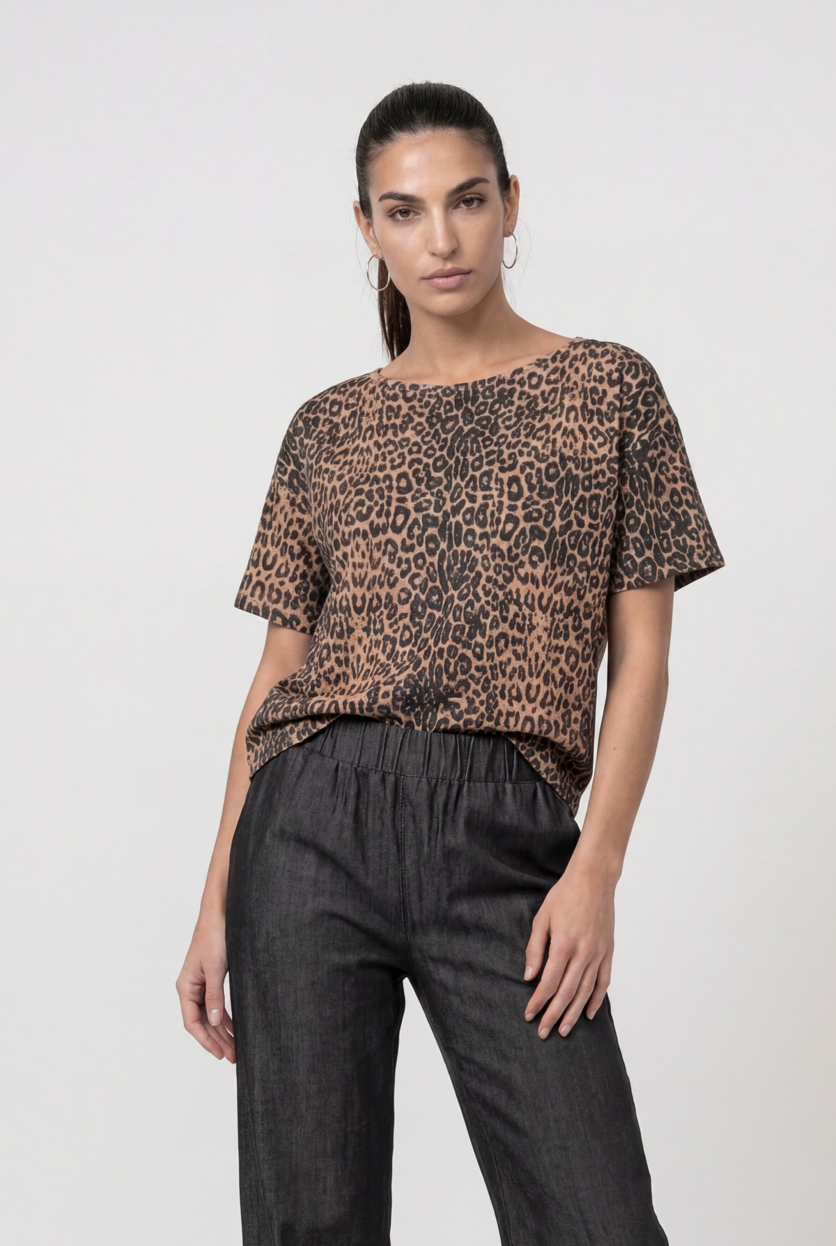 Image of Monari T-Shirt "Shirt Leo allover" Rundhalsausschnitt, Kurzarm, Brusttasche, Leomuster