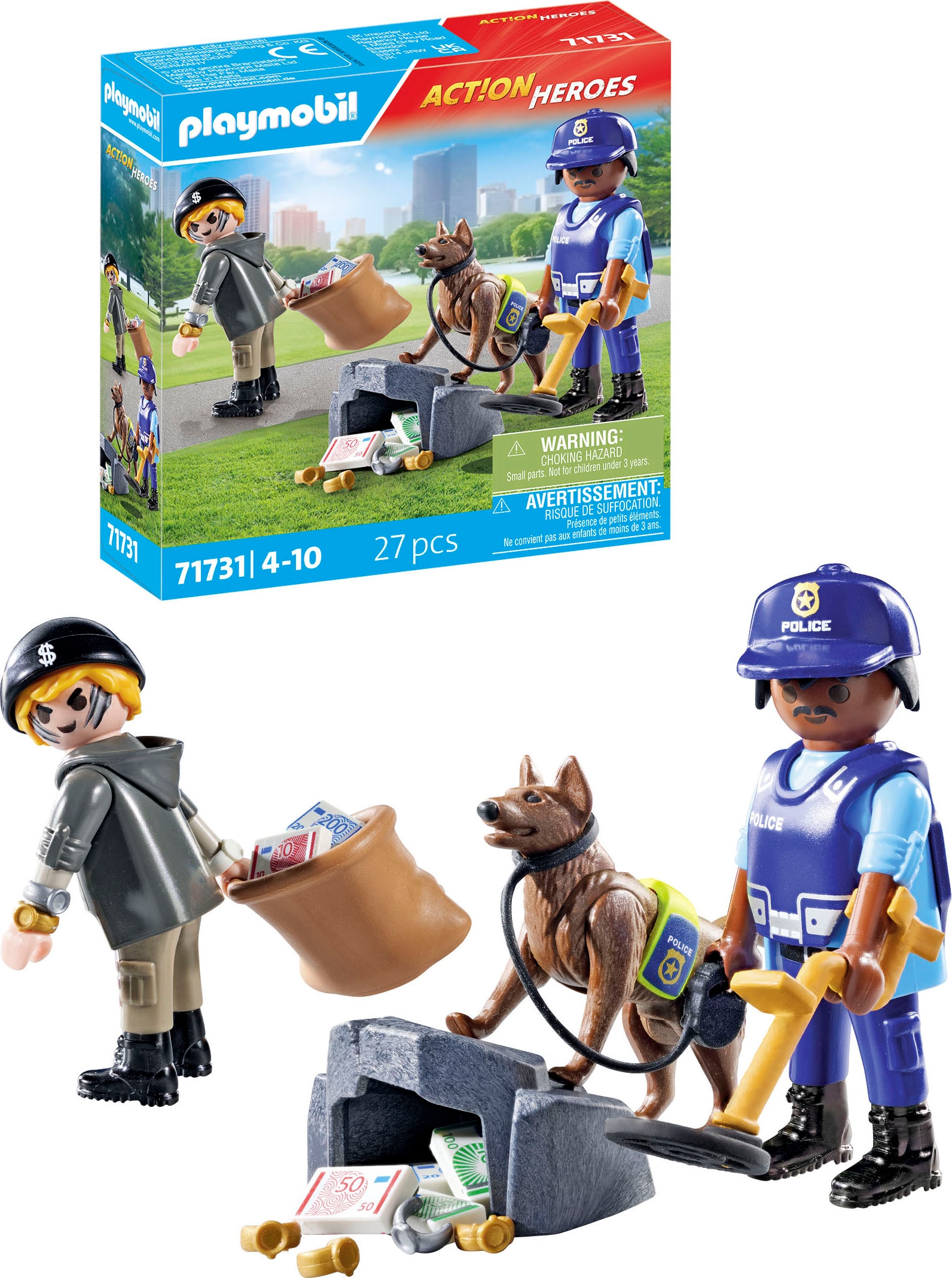 Playmobil® Konstruktions-Spielset »Spurensuche mit Hund (71731), Playmobil Action Heroes«