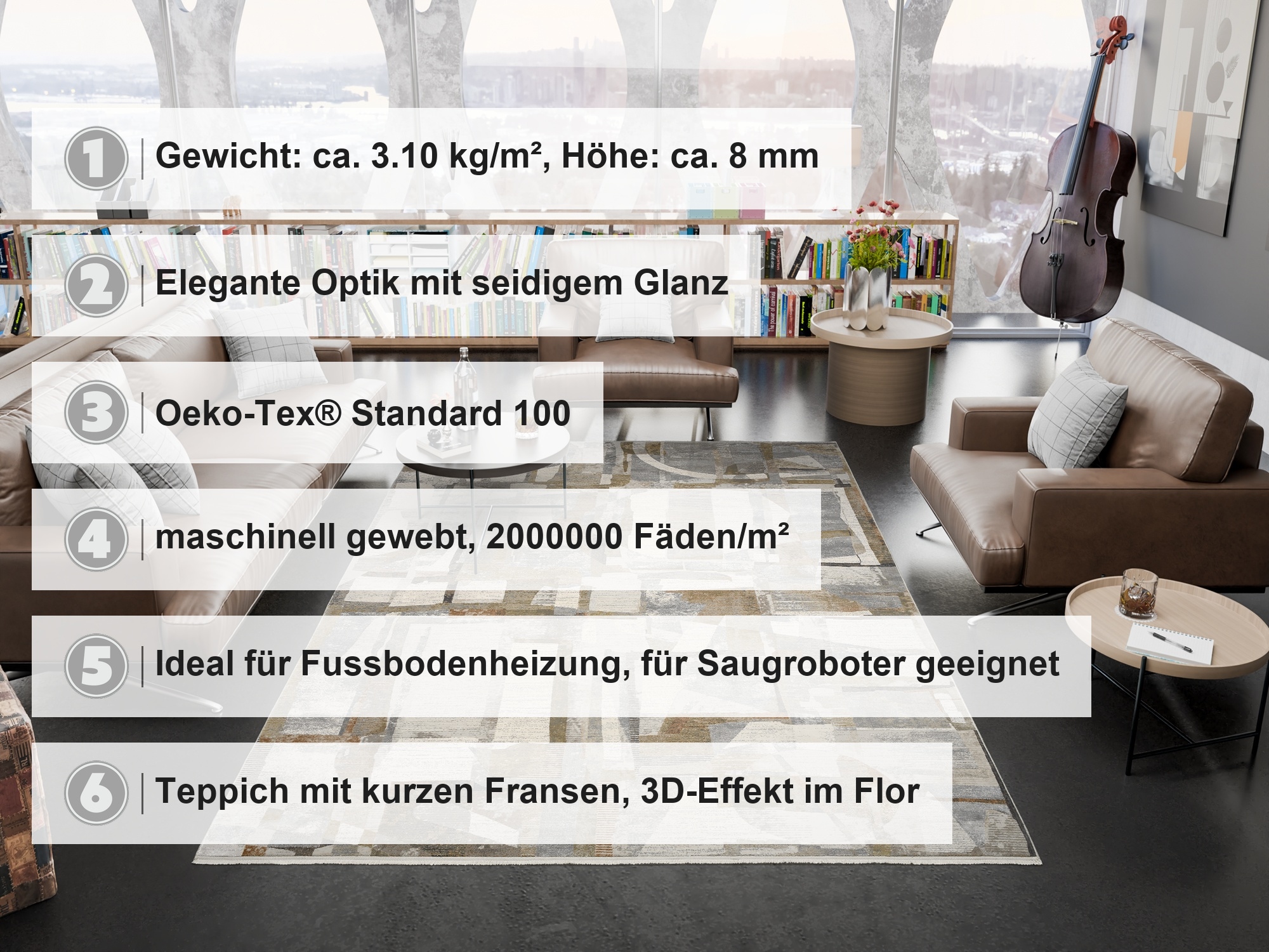 OCI DIE TEPPICHMARKE Teppich »BESTSELLER NAOMI  ,  auch als Läufer erhältlich« rechteckig 8 mm Höhe hochwertige dichte Qualität, feine Fransen, Wohnzimmer