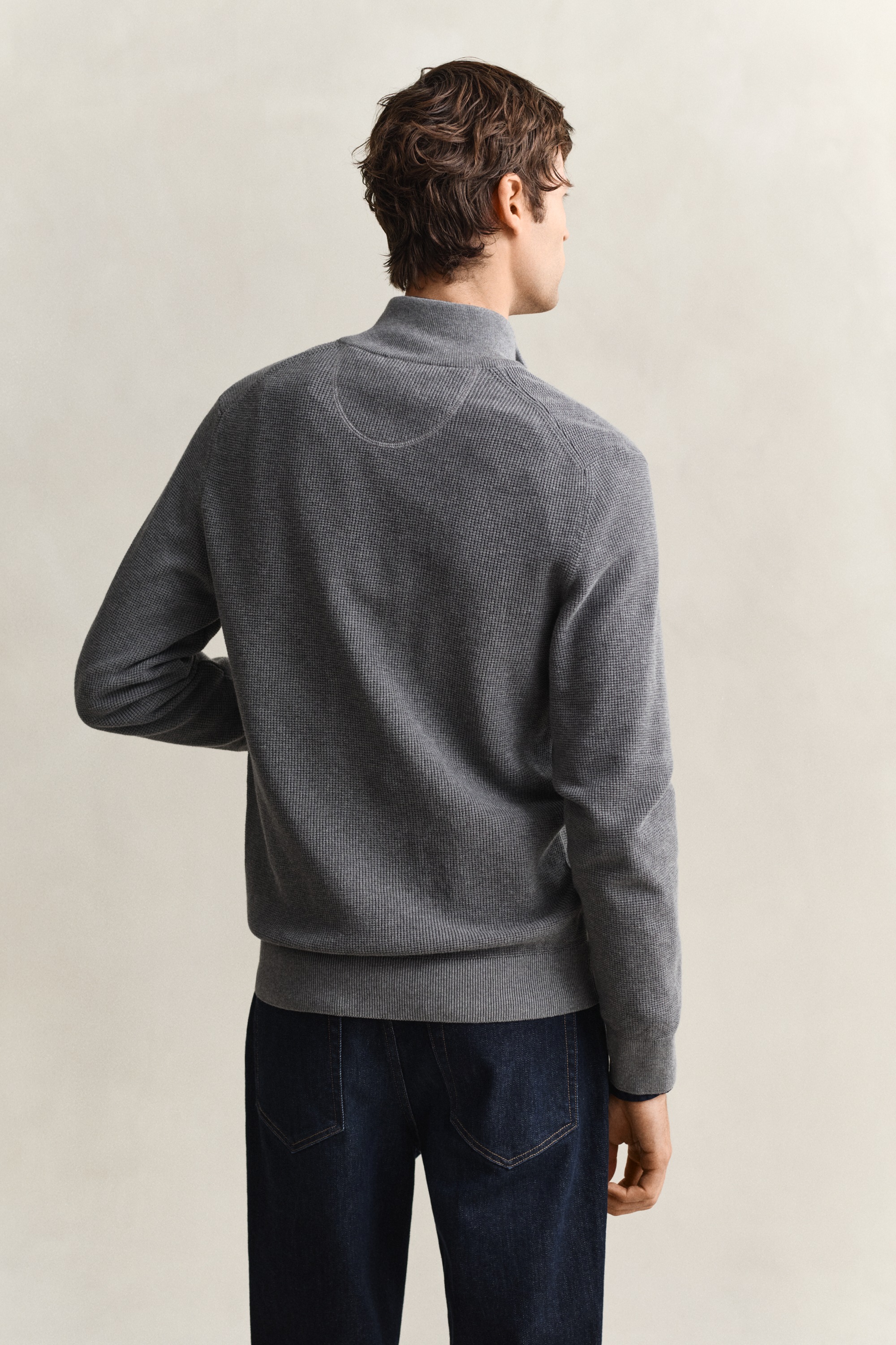 Gant Veste en tricot »MICRO TEXTURED COTTON ZIP« Regular fit mit Stehkragen