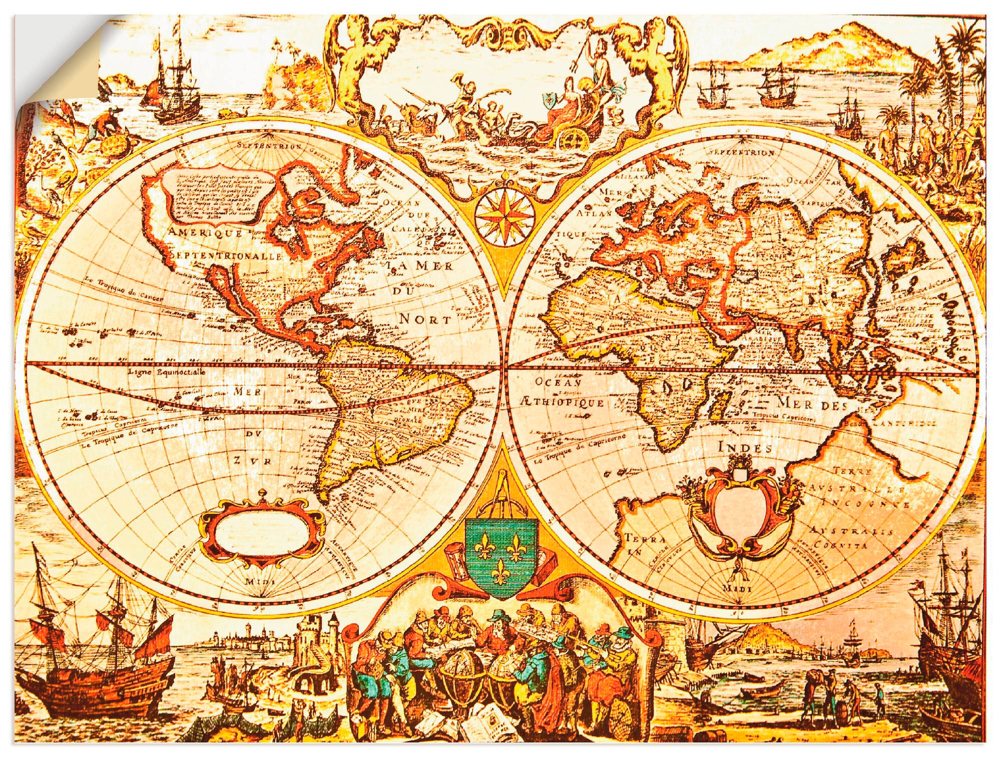 »Weltkarte ♕ - auf Poster - Vintage Landkarte«, Reinders! St.) (1 versandkostenfrei Kontinente