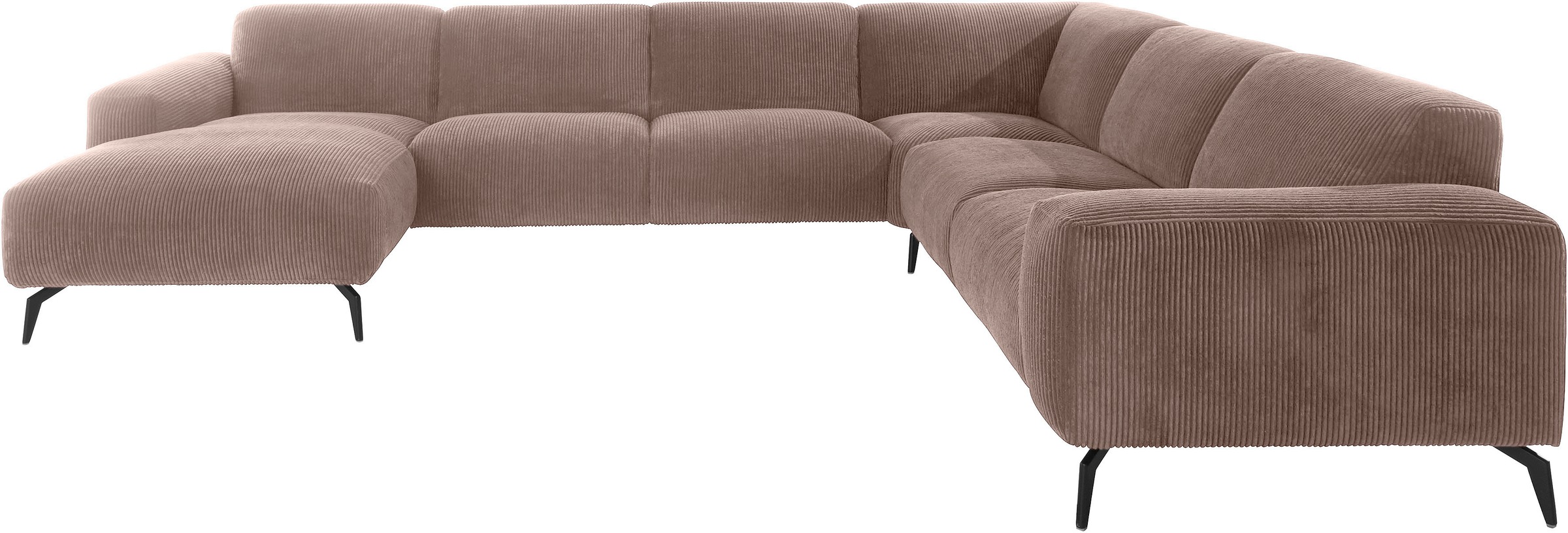 Image of andas Ecksofa »Drobak«, mit Cord Bezug, Wellenunterfederung und schwarzen Metallfüssen bei Ackermann Versand Schweiz