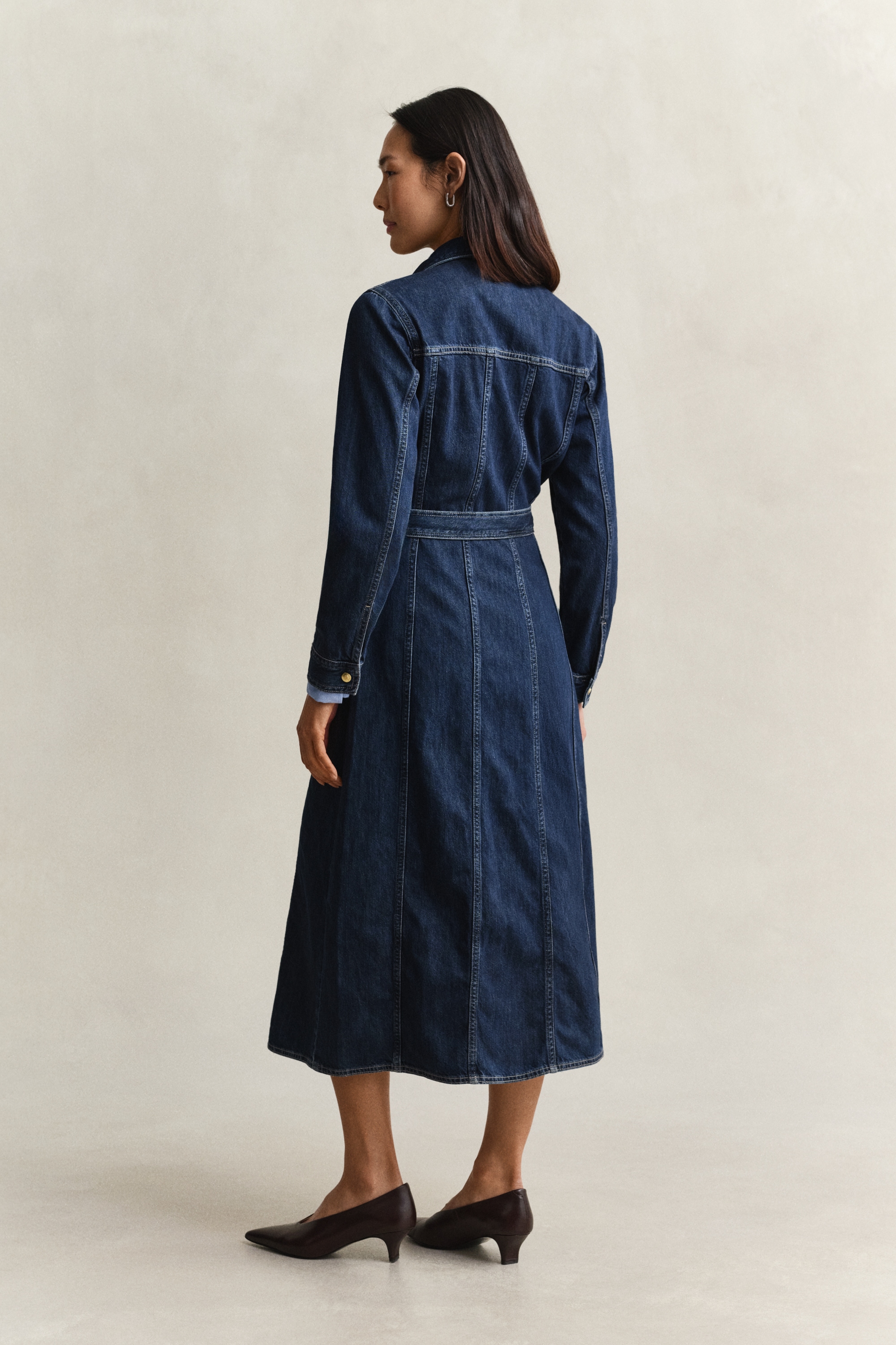 Gant Robe en jean »BELTED DENIM MIDI« Poches passepoilées | Poches poitrine avec ceinture réglable