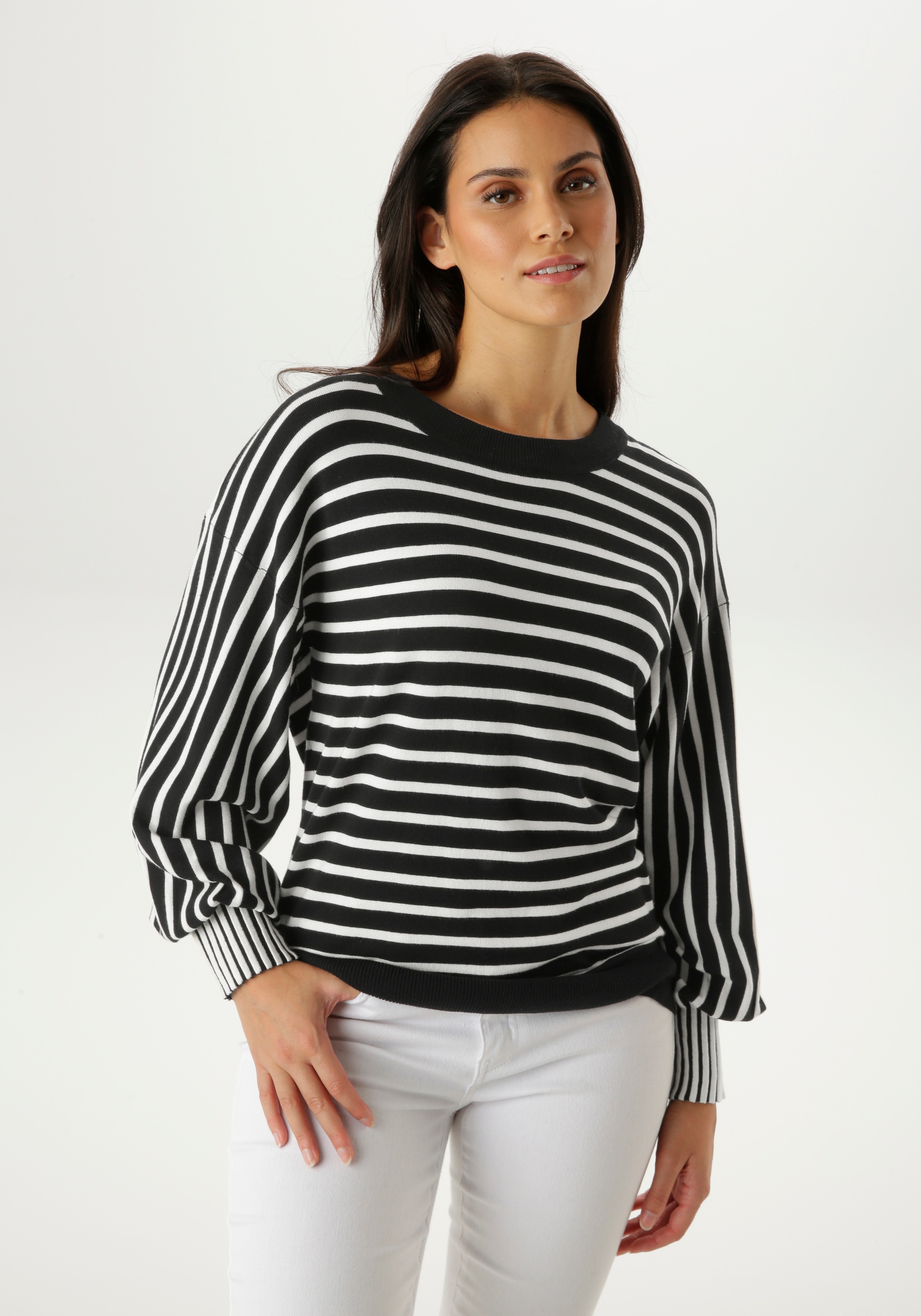 Image of Aniston SELECTED Strickpullover langen Ballonärmel mit breiten Bündchen - NEUE KOLLEKTION