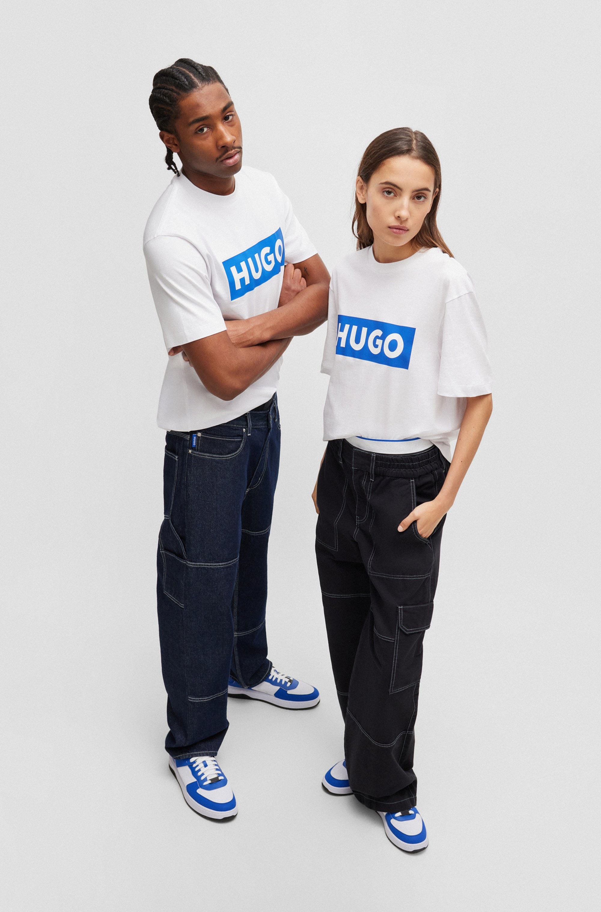HUGO Blue T-Shirt »Nico« mit grossem Logo-Print, Unisex