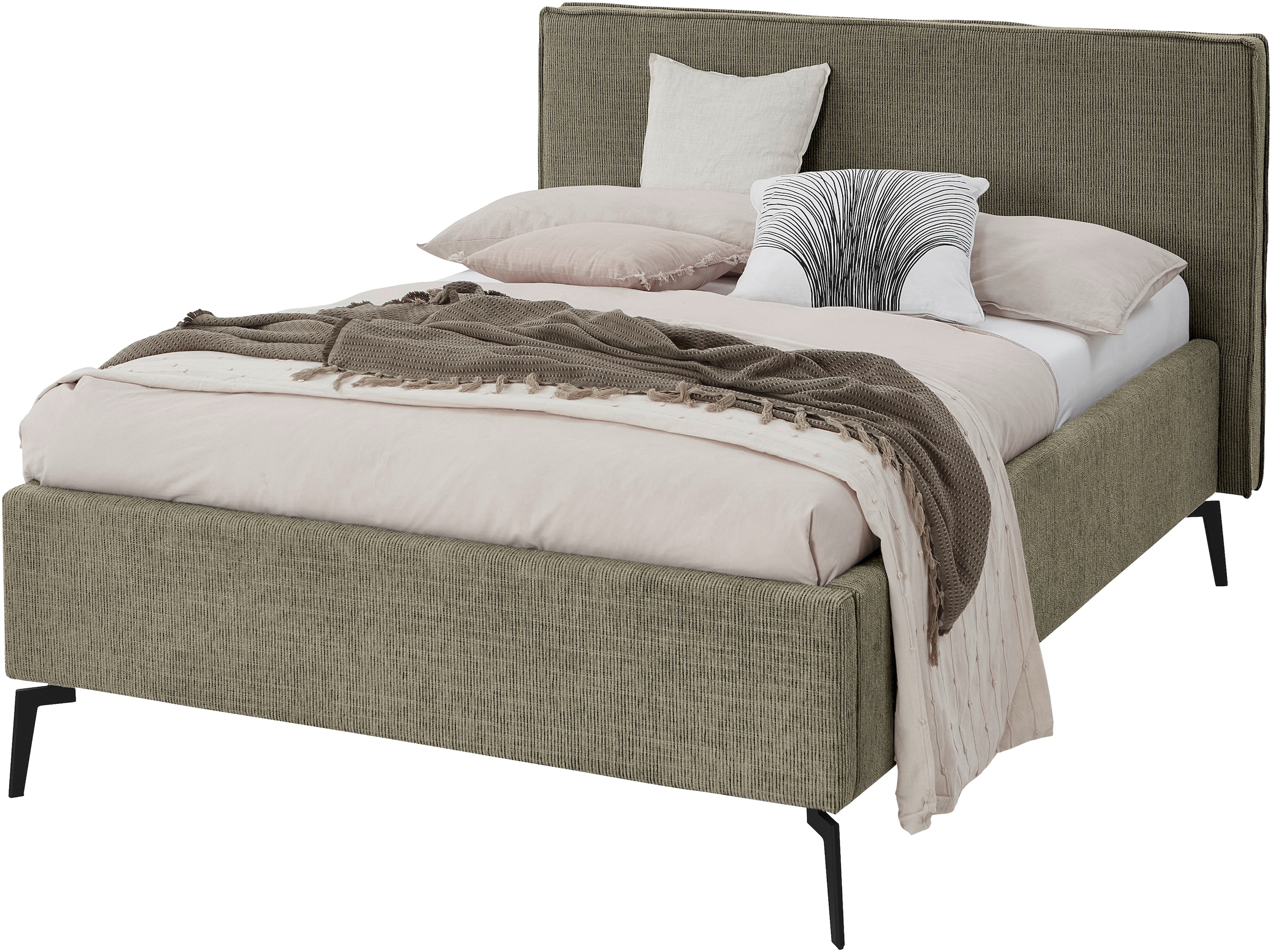 meise.möbel Lit rembourré »Riva II« mit schwarzen Metallfüssen, wahlweise mit Bettkasten