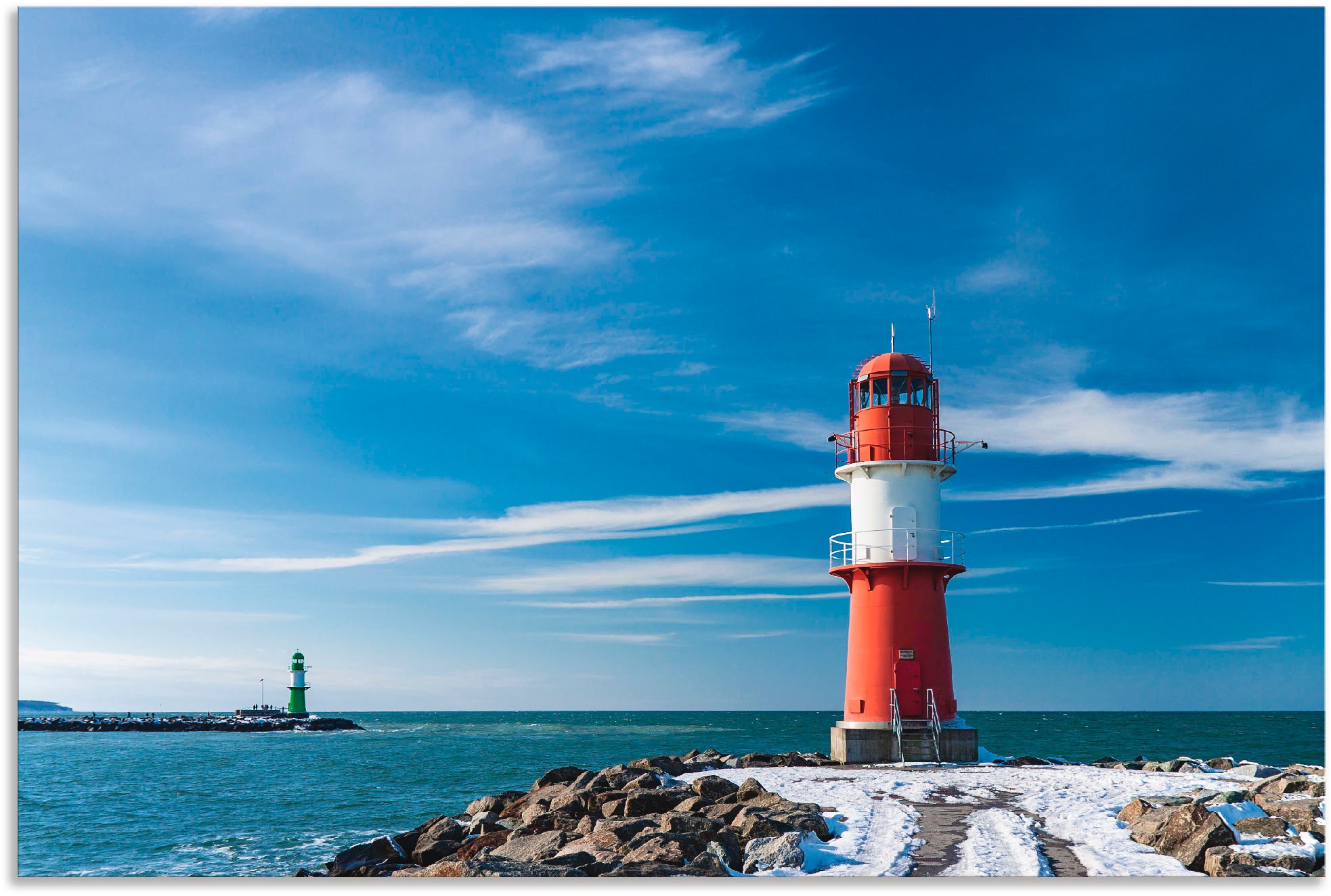 Image of Artland Wandbild »Die Mole in Warnemünde im Winter«, Gebäude, (1 St.), in vielen Grössen & Produktarten - Alubild / Outdoorbild für den Aussenbereich, Leinwandbild, Poster, Wandaufkleber / Wandtattoo auch für Badezimmer geeignet bei Ackermann Versand Schw