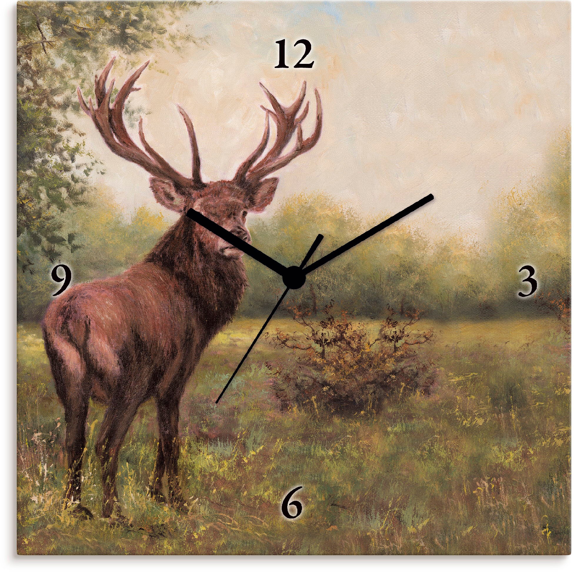 Image of Artland Wanduhr »Hirsch«, lautlos, ohne Tickgeräusche, nicht tickend, geräuschlos - wählbar: Funkuhr o. Quarzuhr, moderne Uhr für Wohnzimmer, Küche etc. - Stil: modern bei Ackermann Versand Schweiz