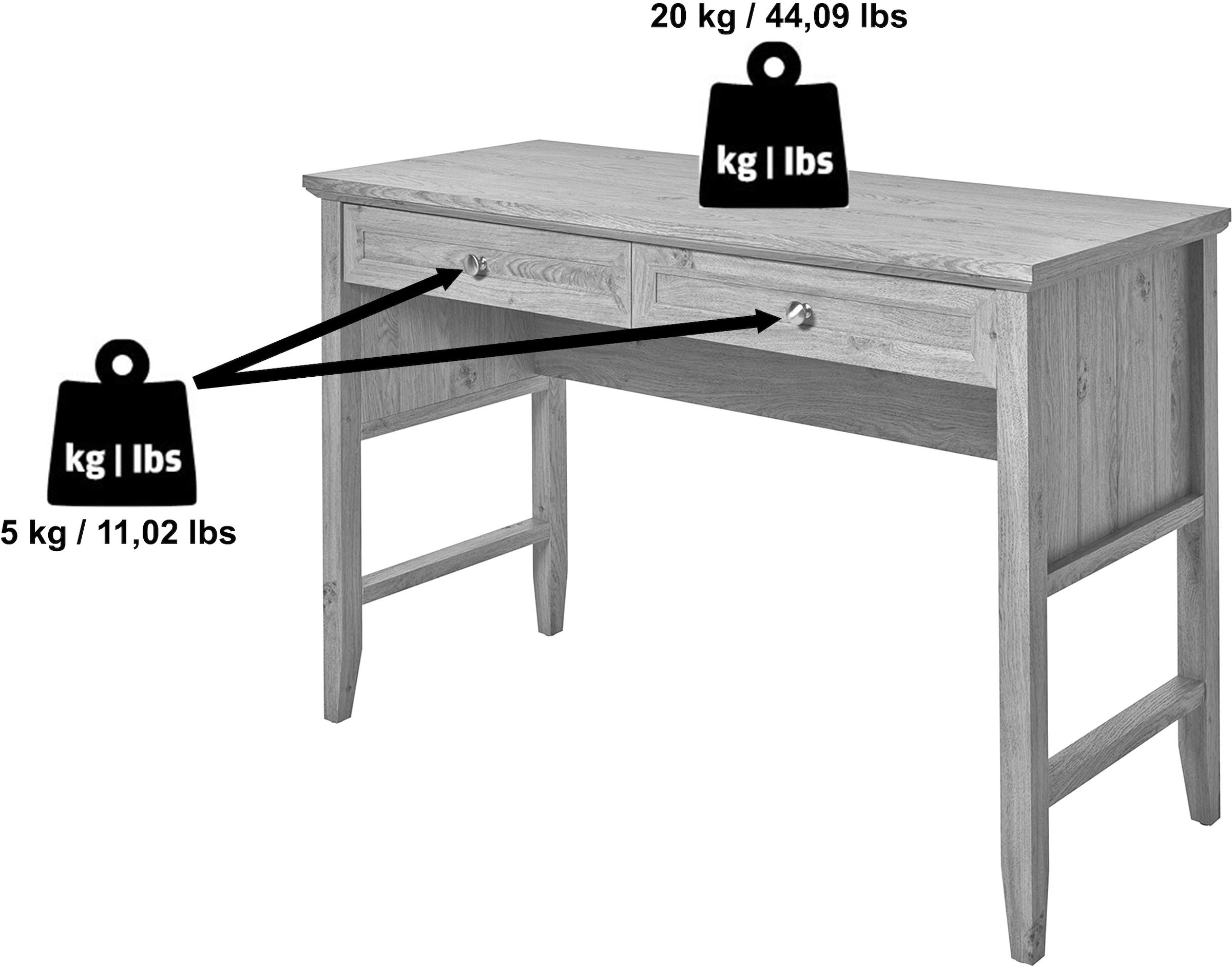 Jahnke Bureau »CLASSIC D 120« bureau, coiffeuse, console, 2 tiroirs, largeur : 120 cm