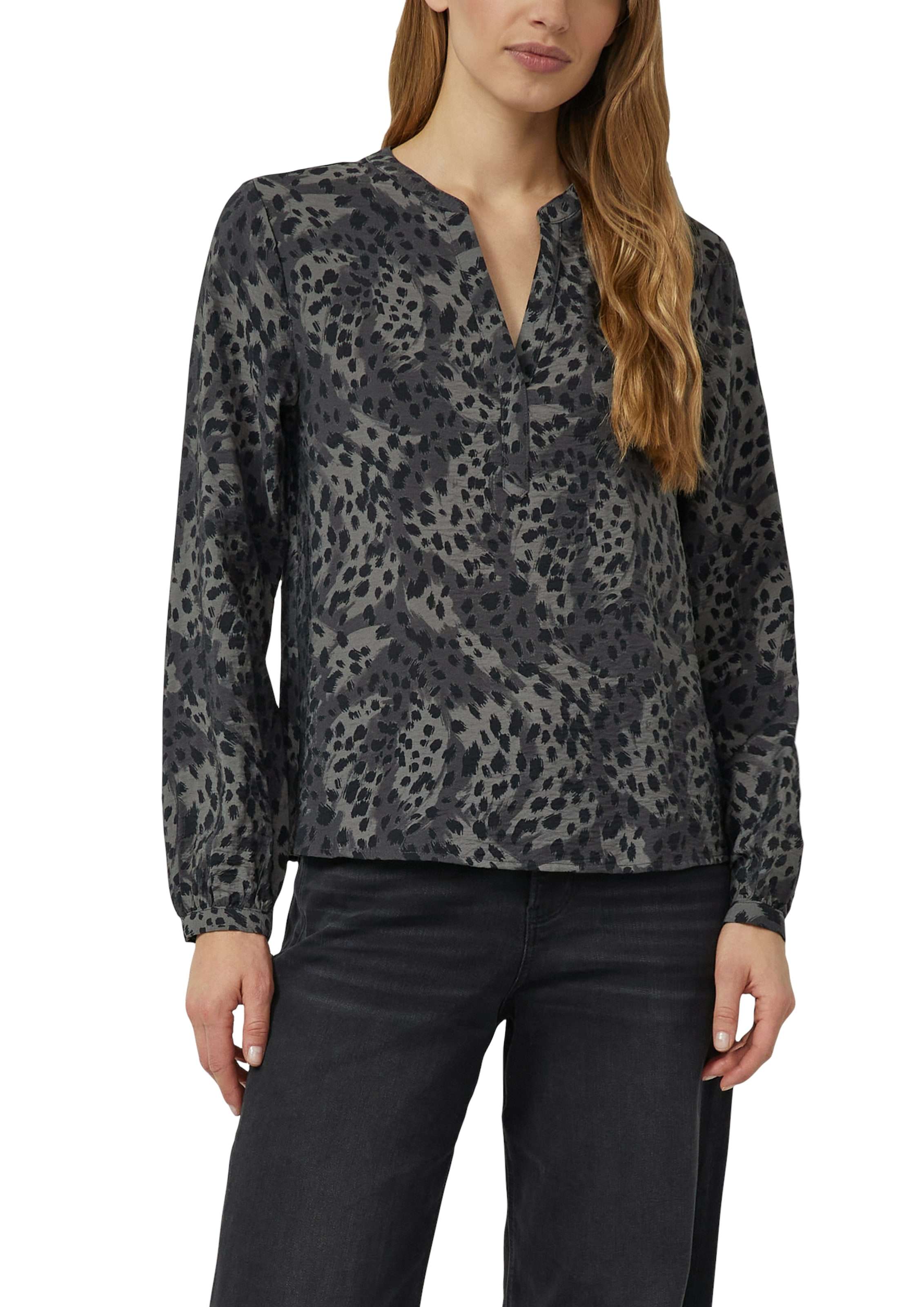 Image of s.Oliver Langarmbluse mit All-Over Leo Print