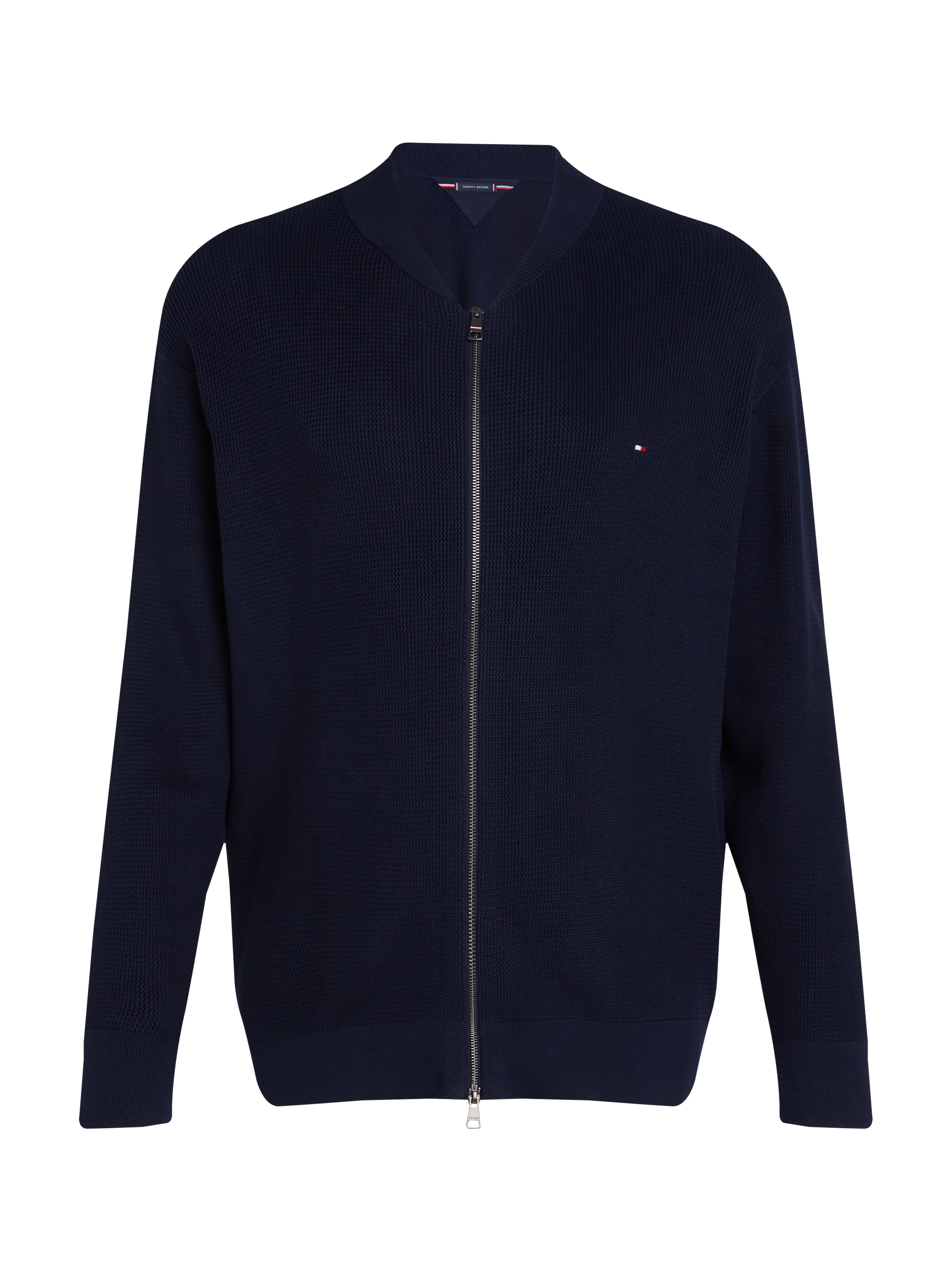 Tommy Hilfiger Big & Tall Strickjacke »BT-RACKING STRUCTURE BASEBALL-B«, Grosse Grössen, mit feiner Struktur