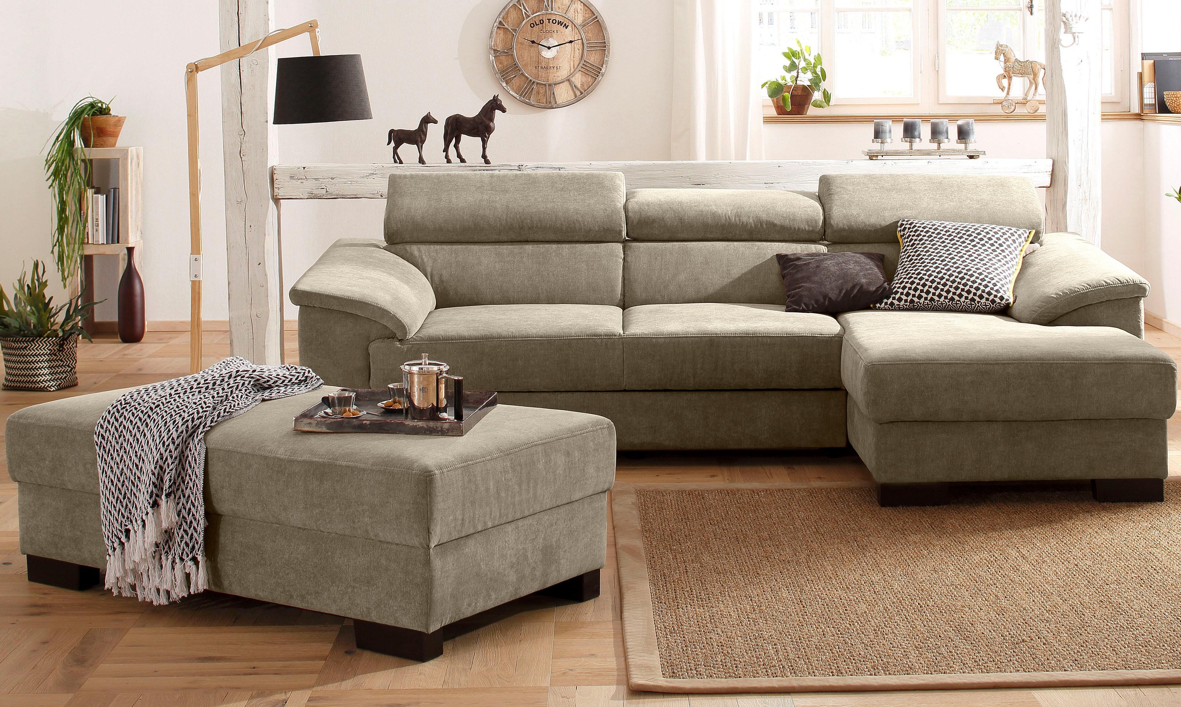 Image of Home affaire Ecksofa »Mika«, mit verstellbaren Kopfstützen, wahlweise mit Bettfunktion bei Ackermann Versand Schweiz