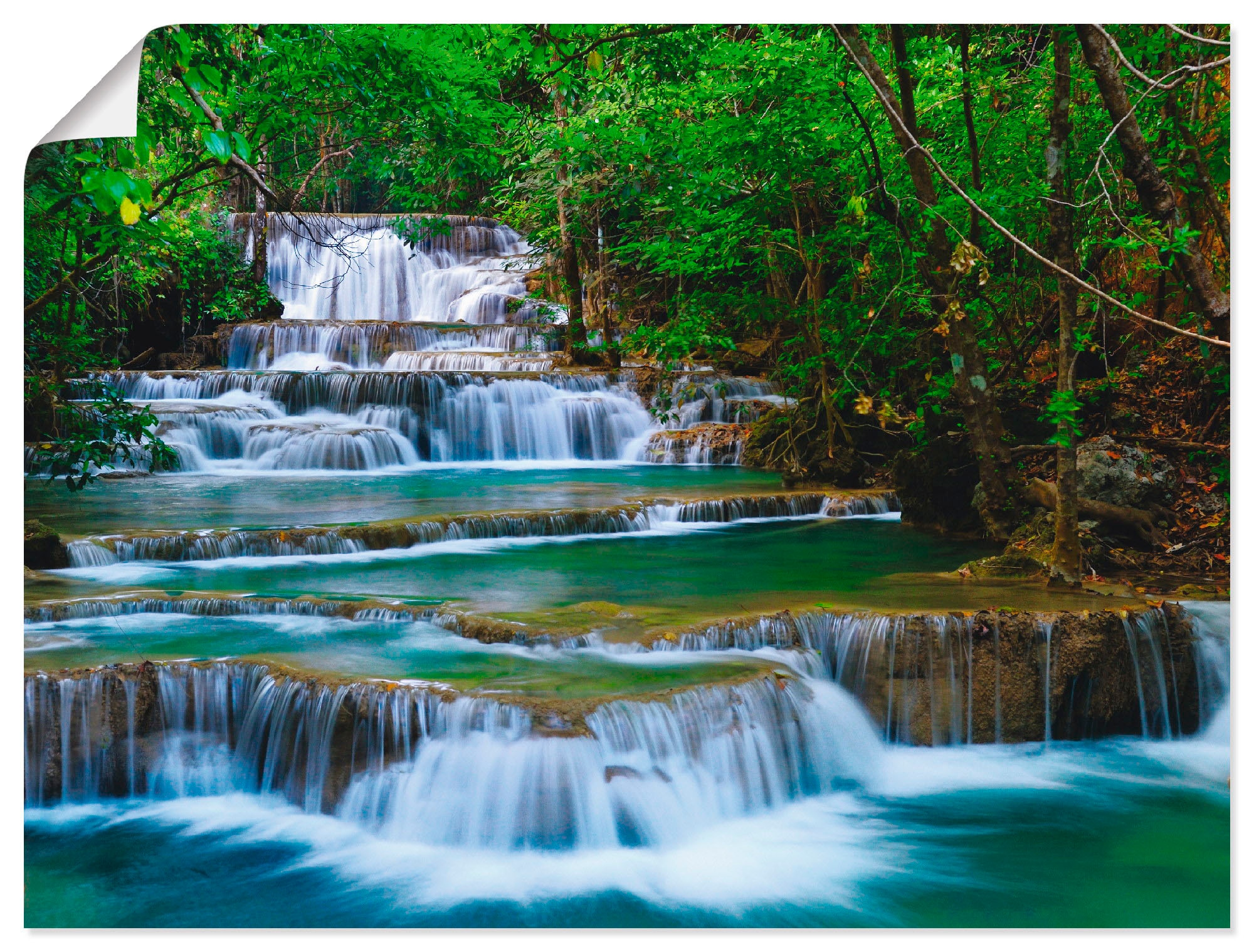 Image of Artland Wandbild "Tiefen Wald Wasserfall" Gewässer 1 Stk. tlg. als Leinwandbild, Poster in verschied. Grössen
