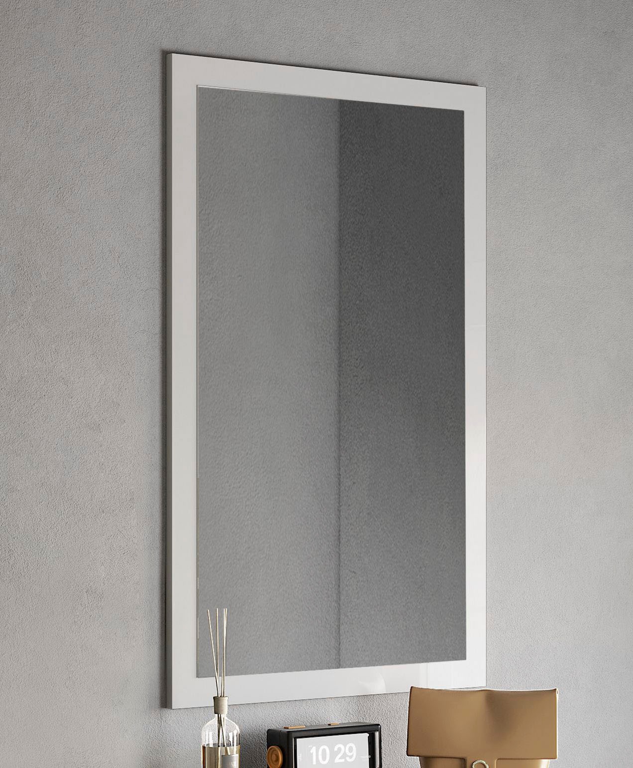 Image of GOODproduct Garderobenspiegel "Breite x Höhe: 110 x 68 cm, mit Rahmen Weiss Hochglanz Lack" passend zur Garderobe Smile + Hamburg, längs u. quer hängen