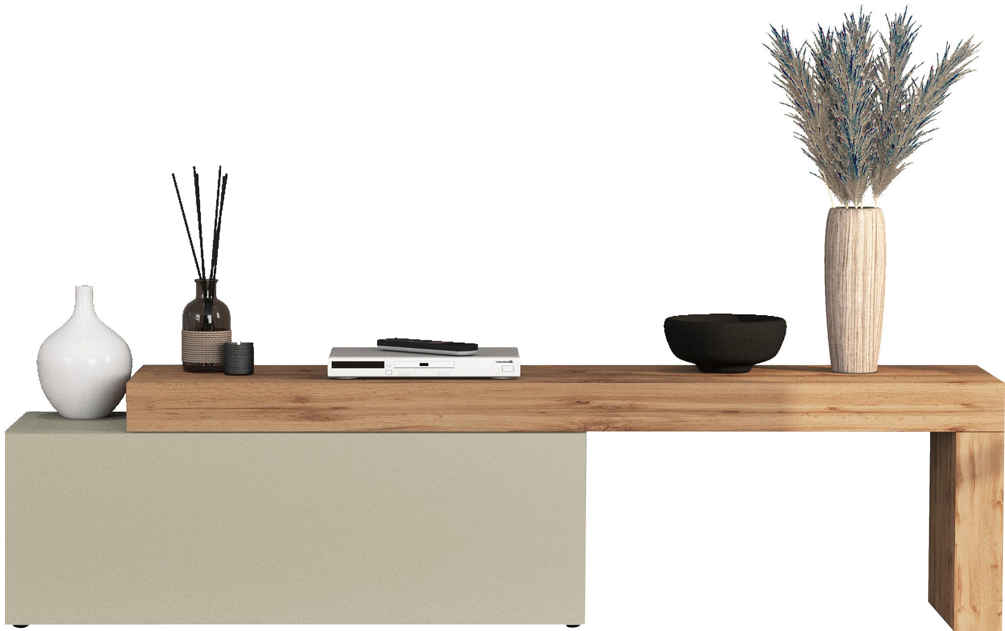 INOSIGN Lowboard »Chronos TV-Board, T-Schrank« Breite verstellbar von 180 bis 290 cm, 1 Stk. tlg. Breite 240 cm TV-Board,Lowboard,1 Klappe und ein L-Förmiger Aufsatz