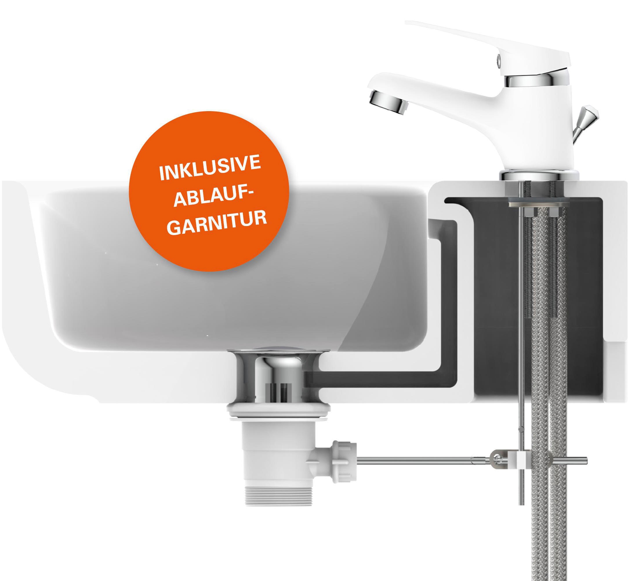 Eisl Robinet de lavabo »SPEED« avec barre de traction, garniture de vidange, mitigeur, blanc/chrome
