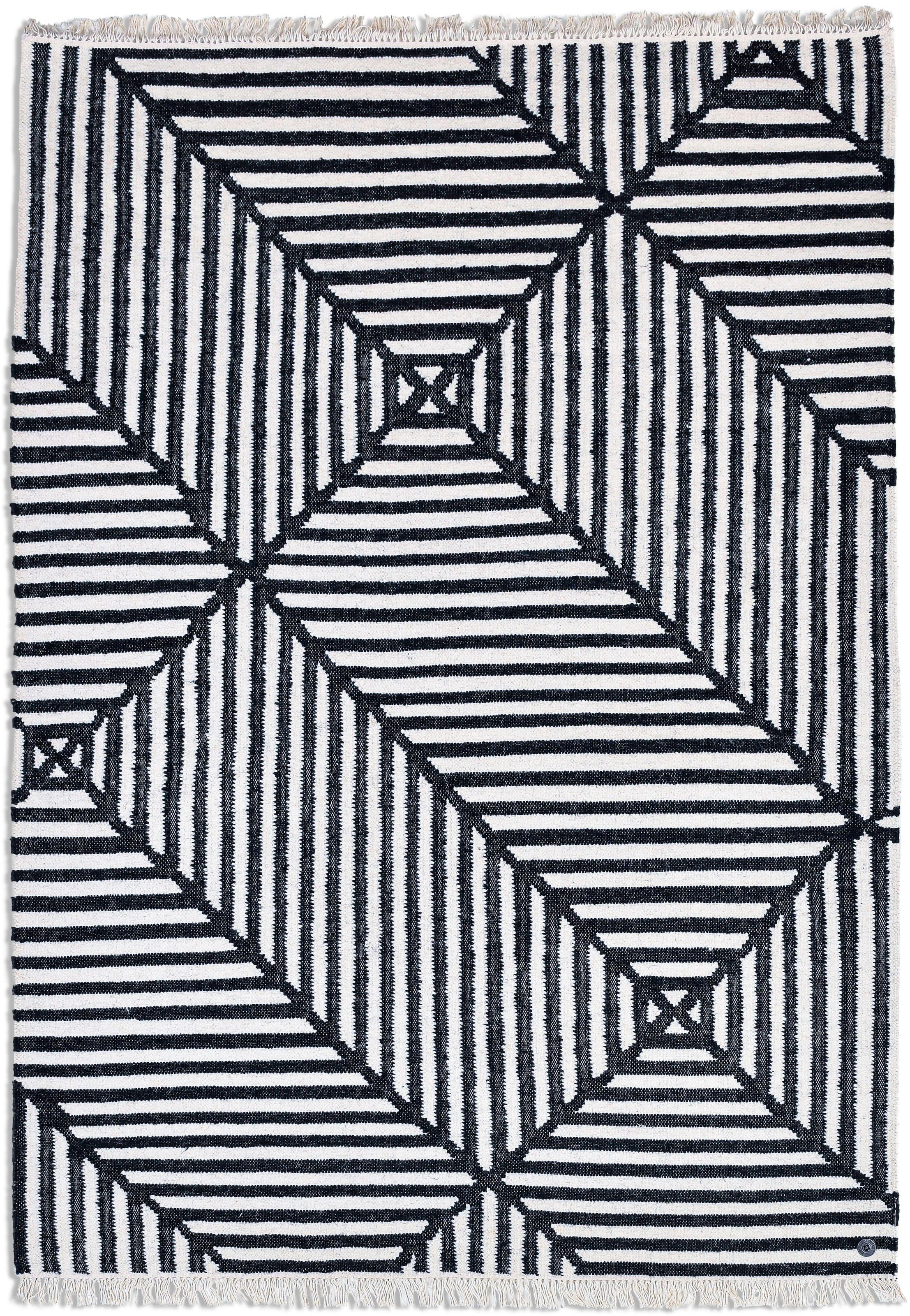 TOM TAILOR HOME Teppich »Criss Cross«, rechteckig, 5 mm Höhe, handgewebt, mit Fransen, Boho-Style
