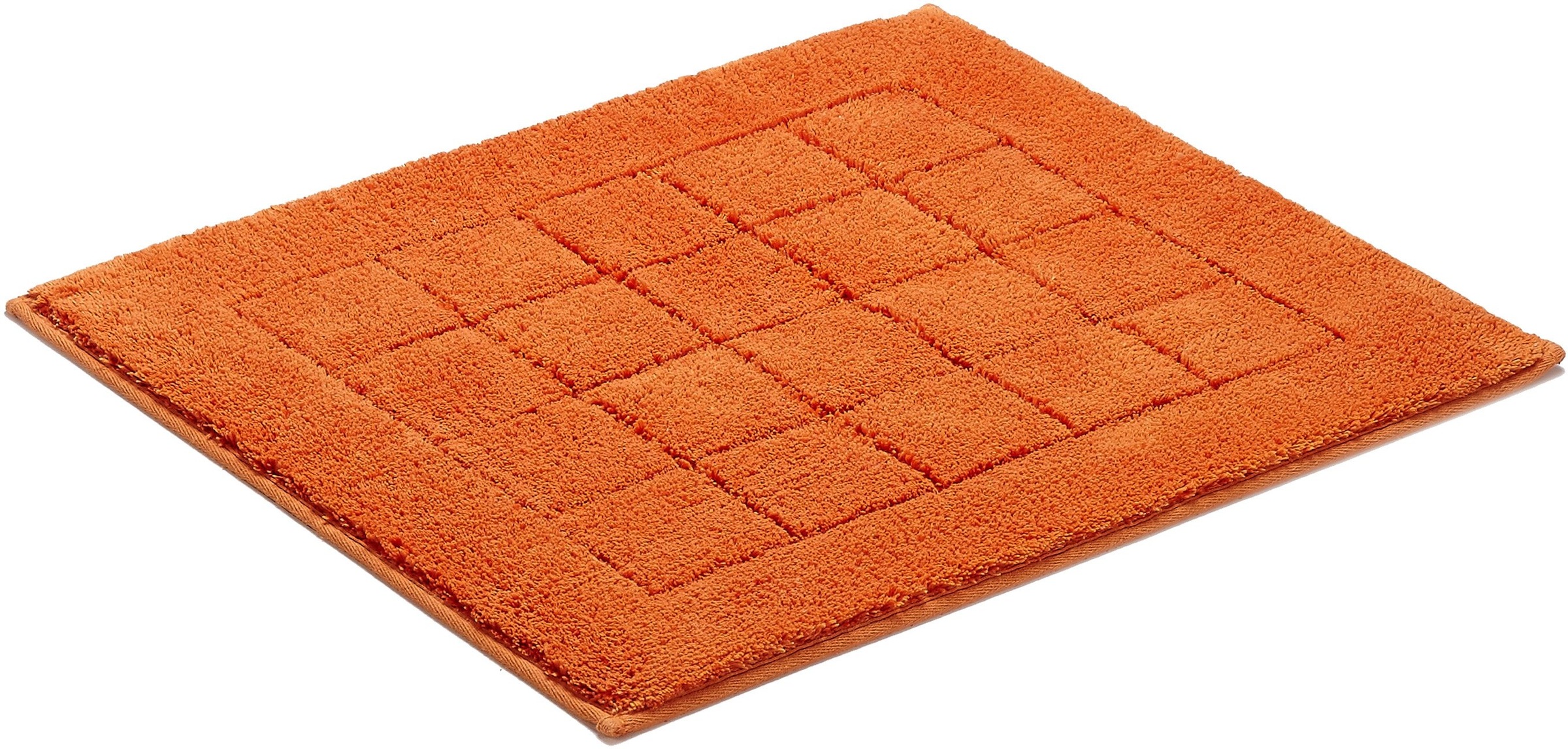 Vossen Badematte »Exclusive«, rutschhemmend beschichtet, fussbodenheizungsgeeignet, Badteppich, Uni-Farben, Karo Muster, Hoch-Tief Effekt, reine Baumwolle