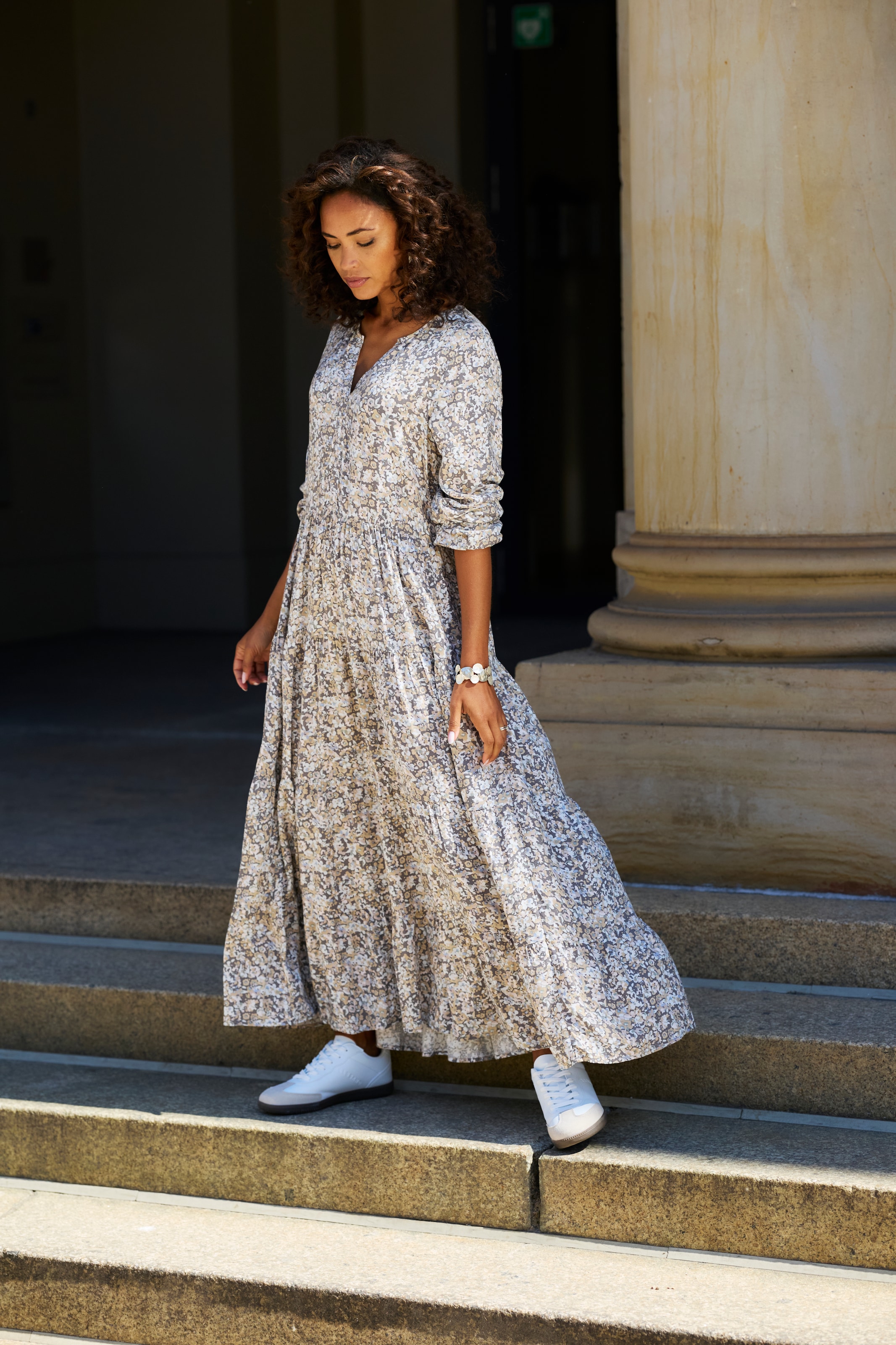 Vivance Maxi robe mit Alloverprint und Volants, langärmlig, Druckkleid, casual-chic