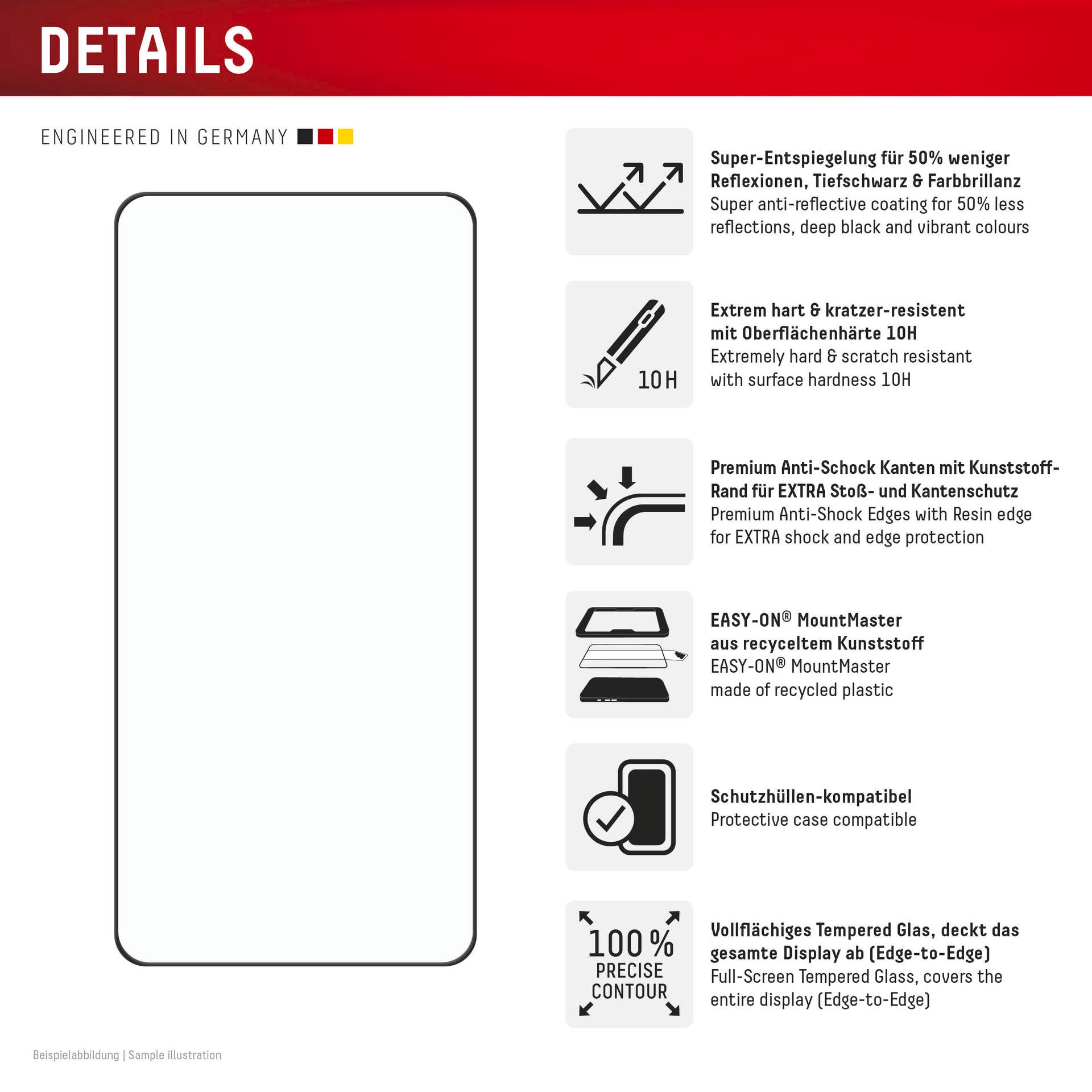 Displex Displayschutzglas »Premium Glass Screen Protector Anti-Reflex mit MountMaster« für Samsung Galaxy S26 Ultra Displayschutzfolie, Schutzfolie, Bildschirmschutz, kratz- & stossfest
