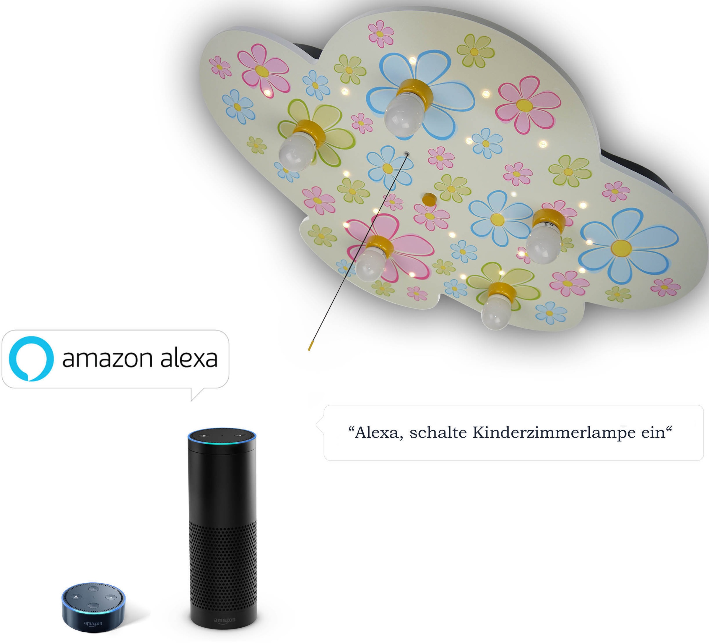 Image of niermann Deckenleuchte »Wolke Blumen«, E14, 1 St., Deckenleuchte Wolke, Bunte Blumen "Amazon Alexa kompatibel" bei Ackermann Versand Schweiz